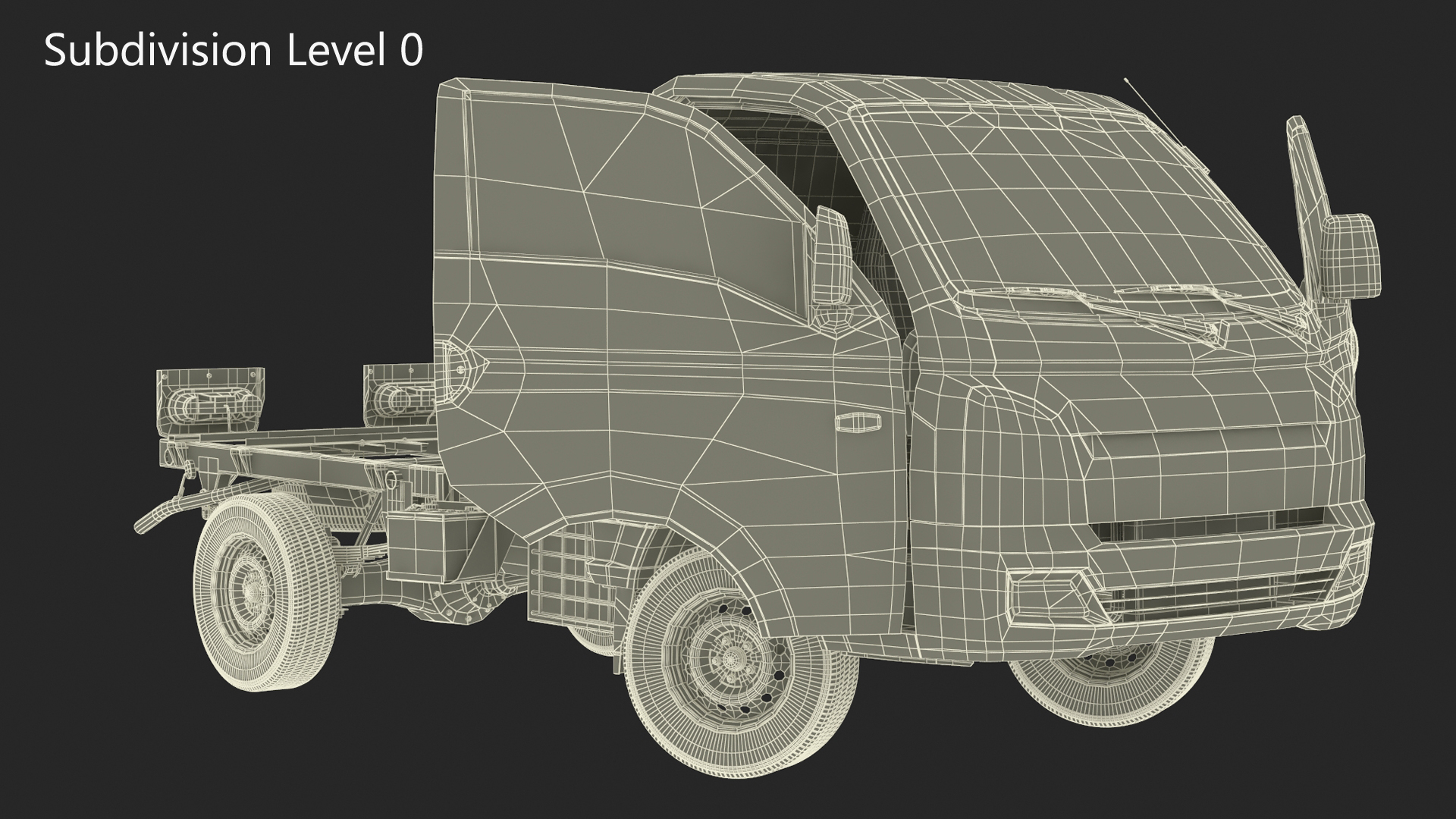 Mini Truck Bare Chassis Blue Rigged for Cinema 4D 3D model