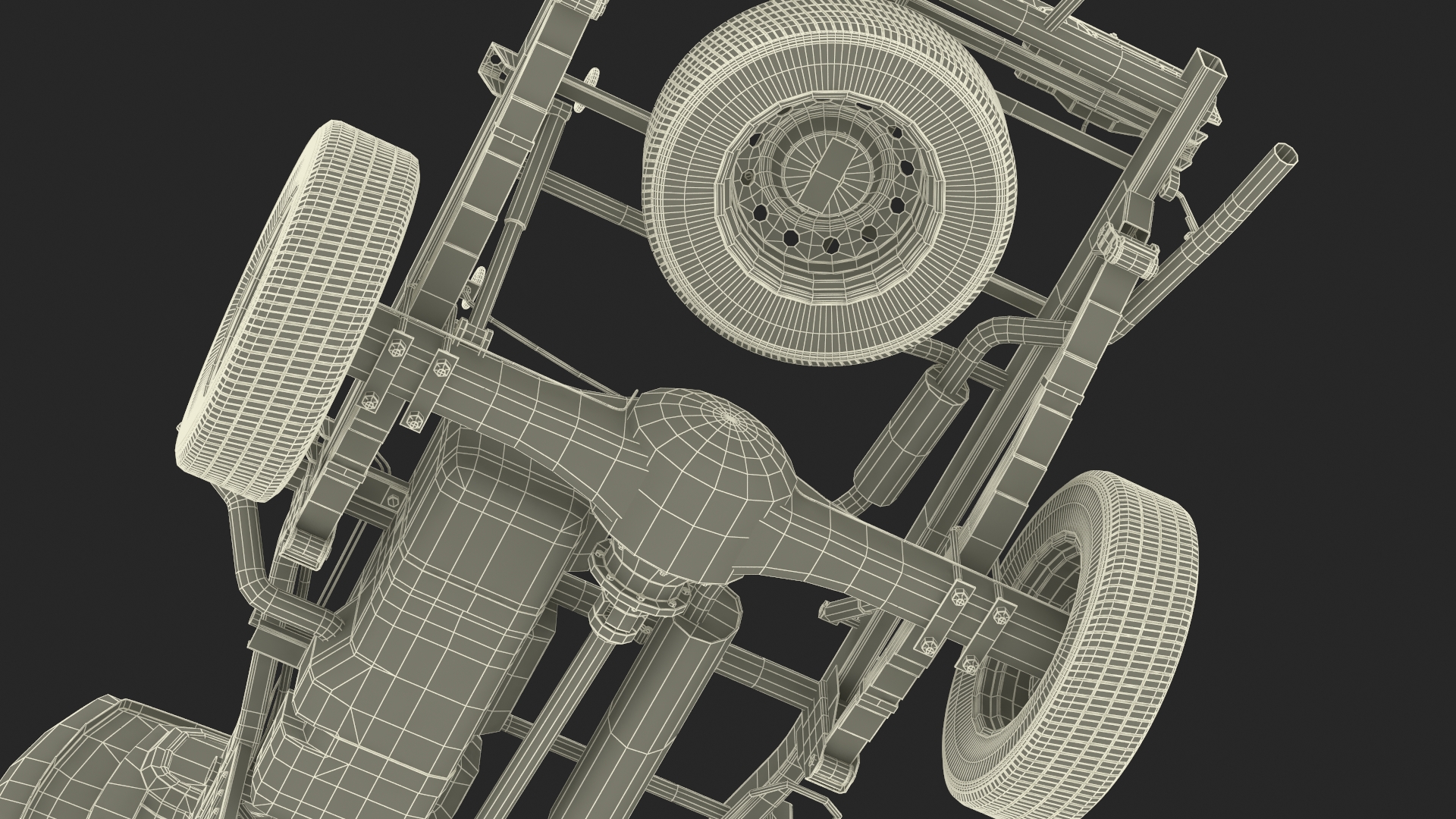 Mini Truck Bare Chassis Blue Rigged for Cinema 4D 3D model