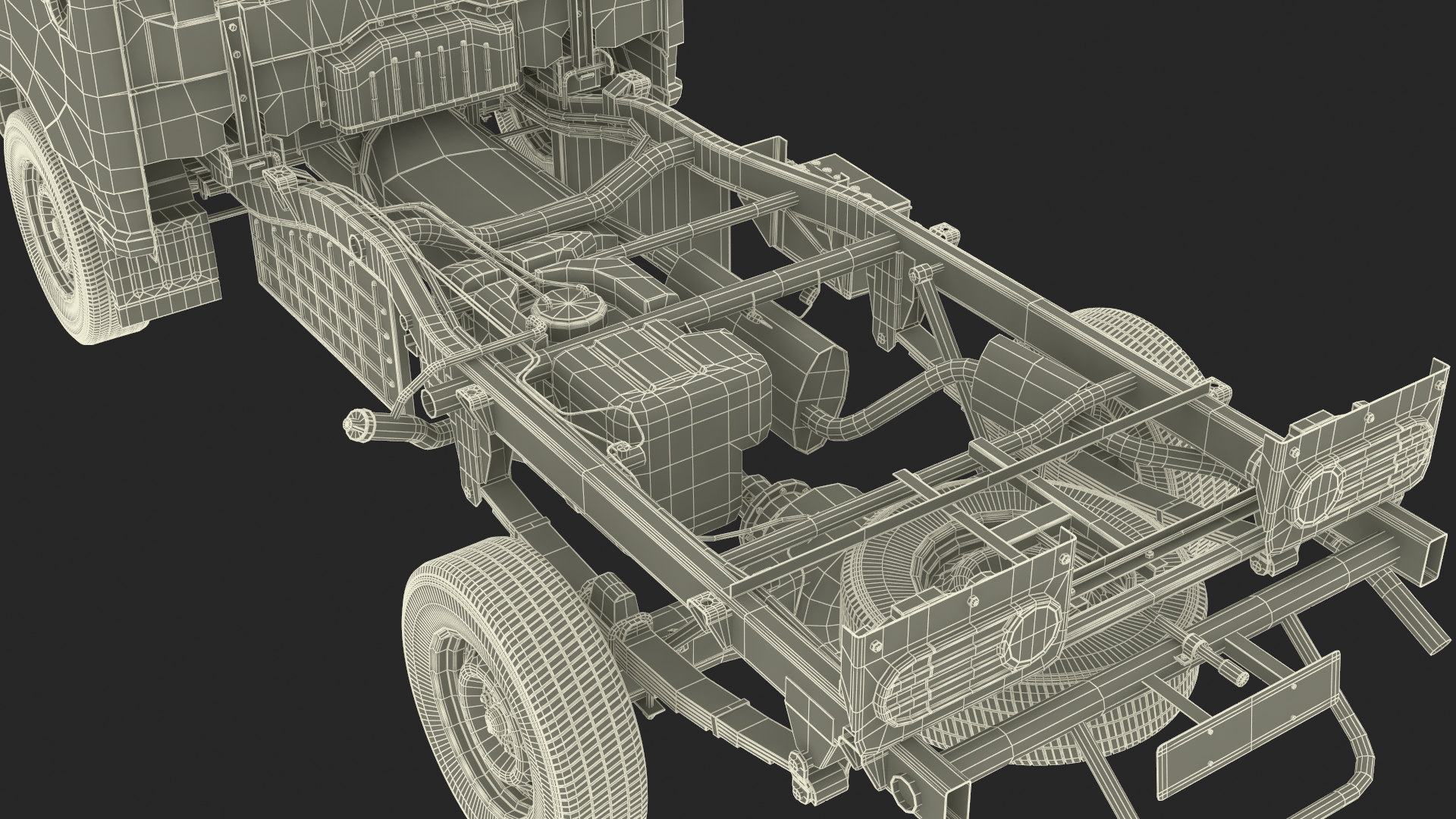 Mini Truck Bare Chassis Blue Rigged for Cinema 4D 3D model