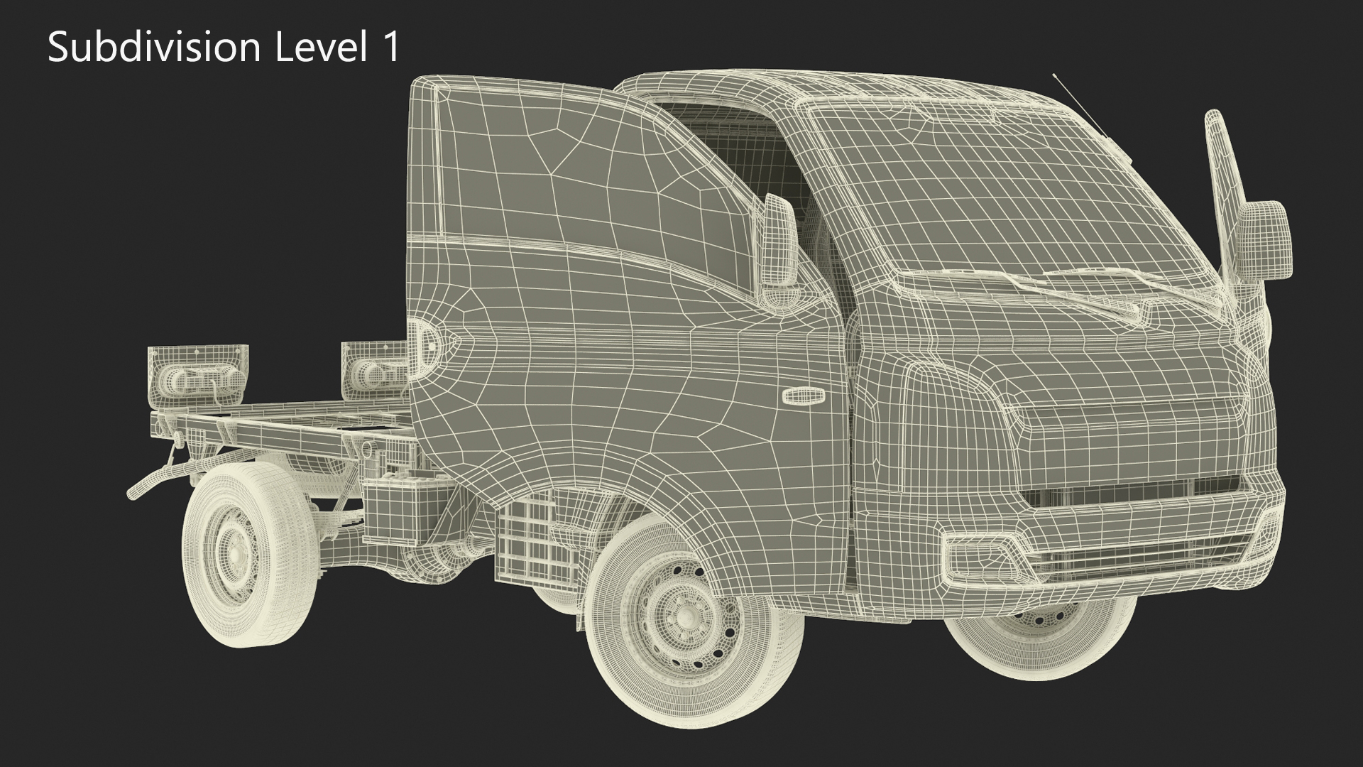 Mini Truck Bare Chassis Blue Rigged for Cinema 4D 3D model