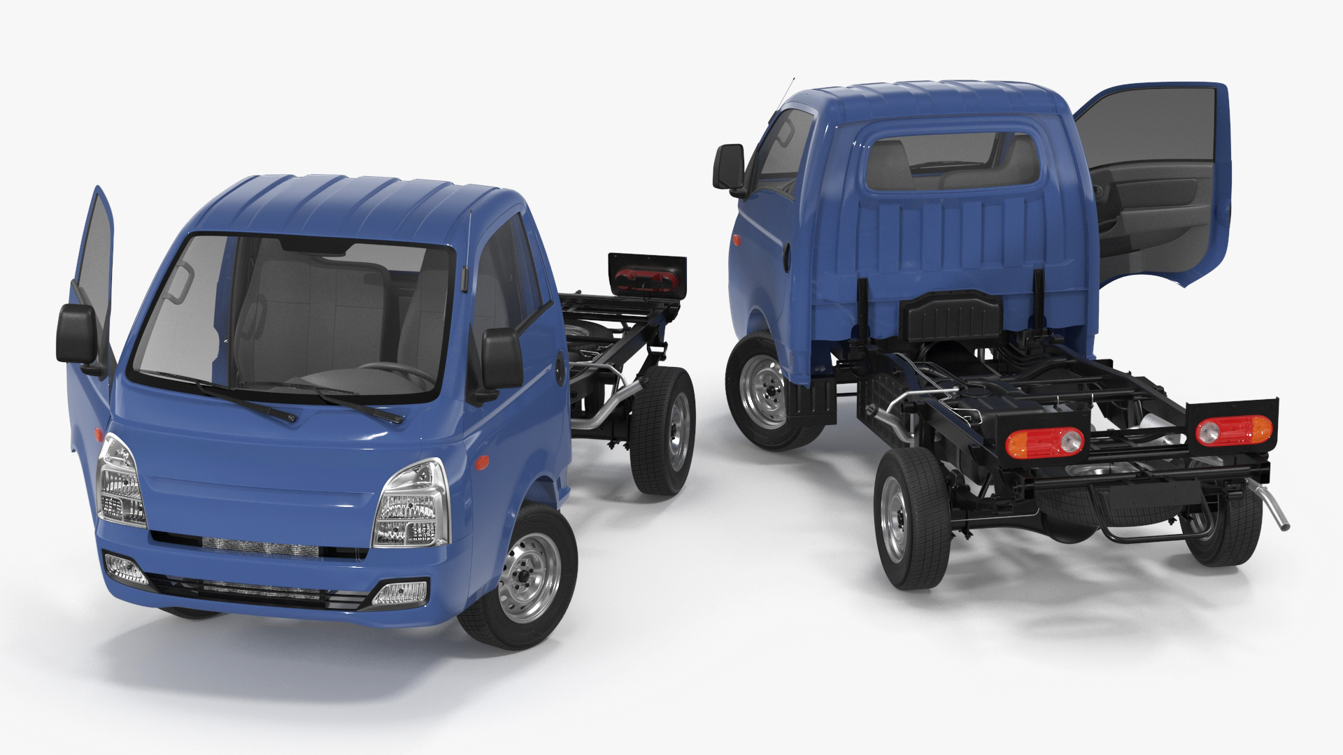 Mini Truck Bare Chassis Blue Rigged for Cinema 4D 3D model