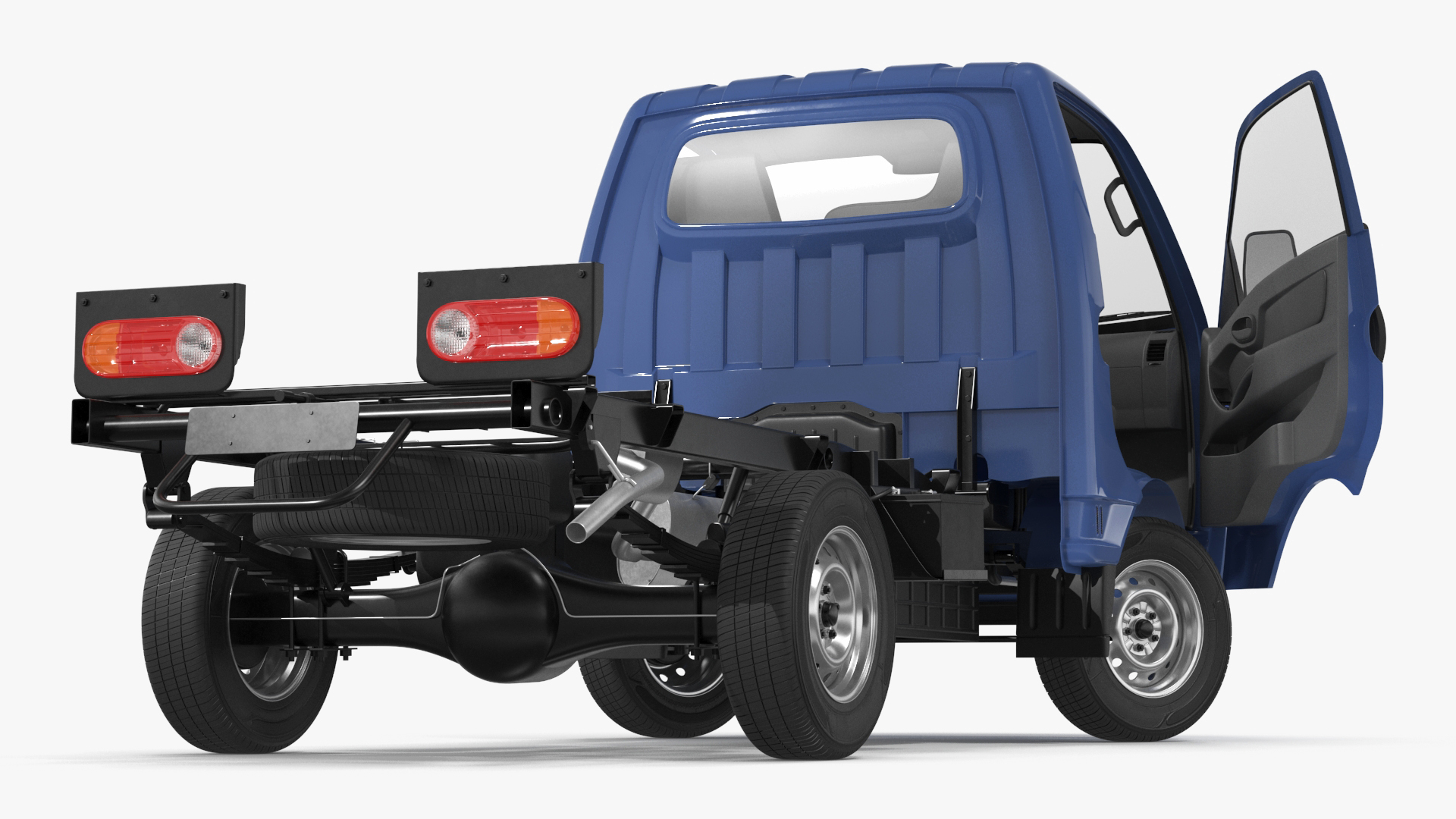 Mini Truck Bare Chassis Blue Rigged for Cinema 4D 3D model