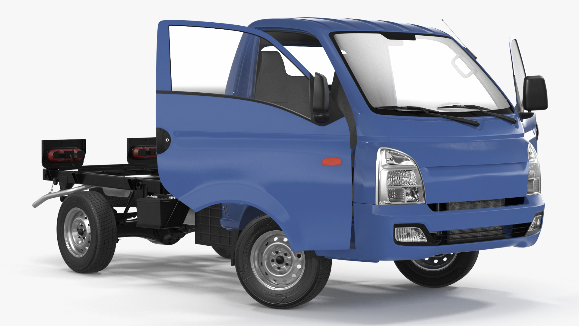 Mini Truck Bare Chassis Blue Rigged for Cinema 4D 3D model
