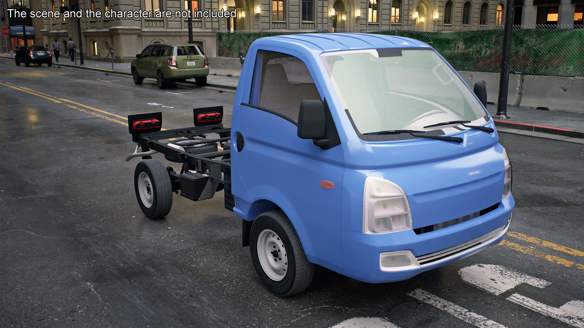 Mini Truck Bare Chassis Blue Rigged for Cinema 4D 3D model