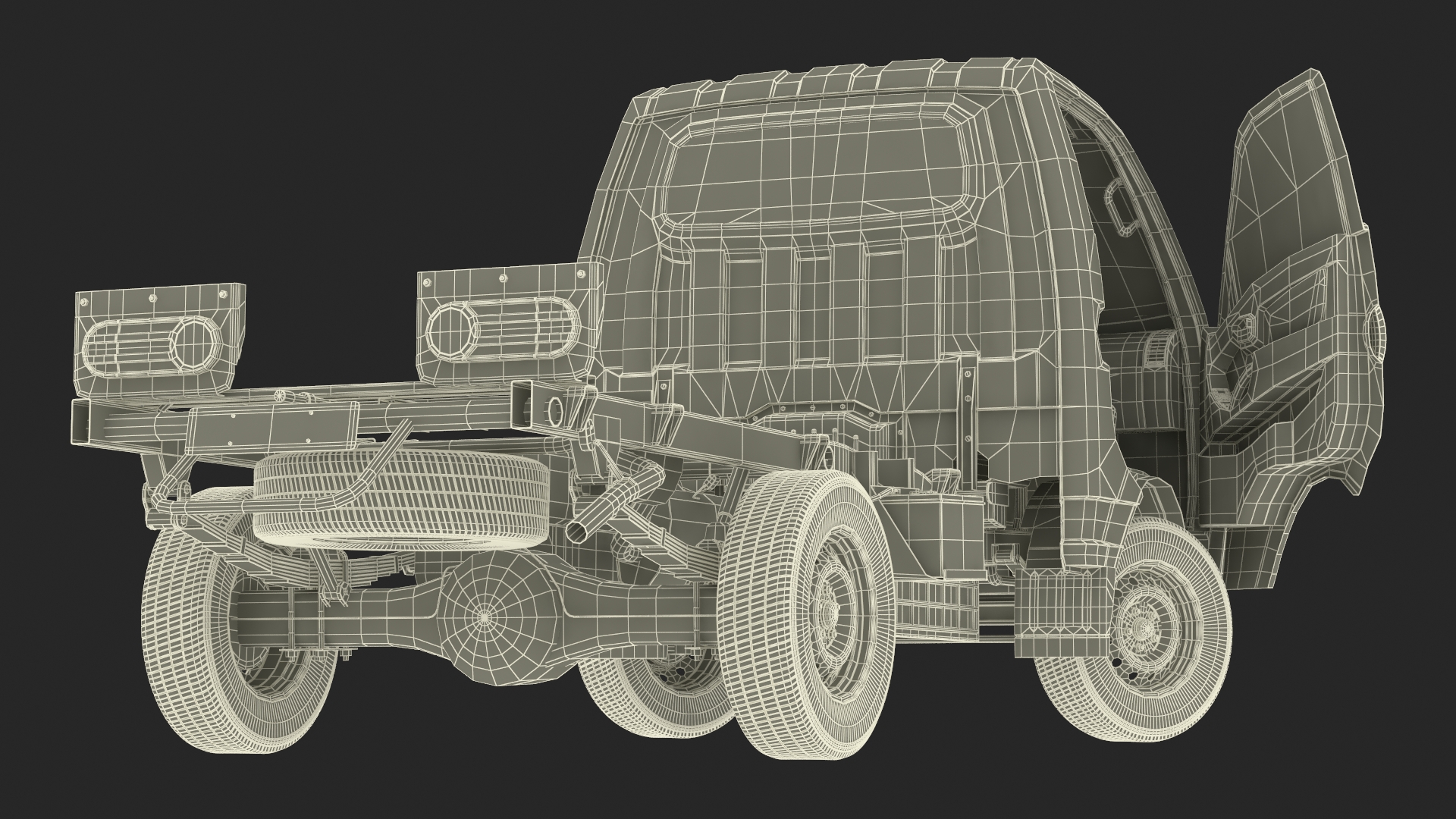 Mini Truck Bare Chassis Blue Rigged for Cinema 4D 3D model