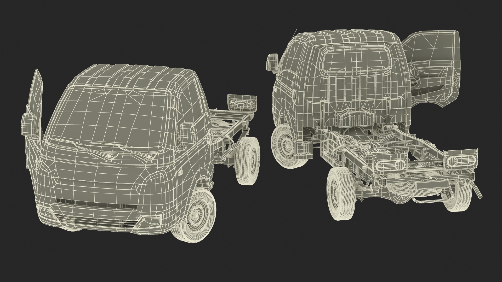 Mini Truck Bare Chassis Blue Rigged for Cinema 4D 3D model