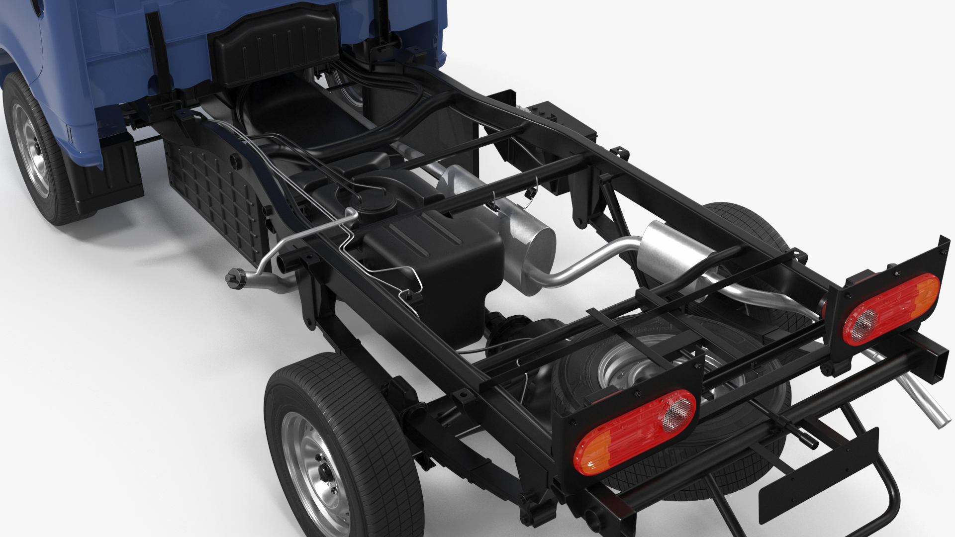 Mini Truck Bare Chassis Blue Rigged for Cinema 4D 3D model