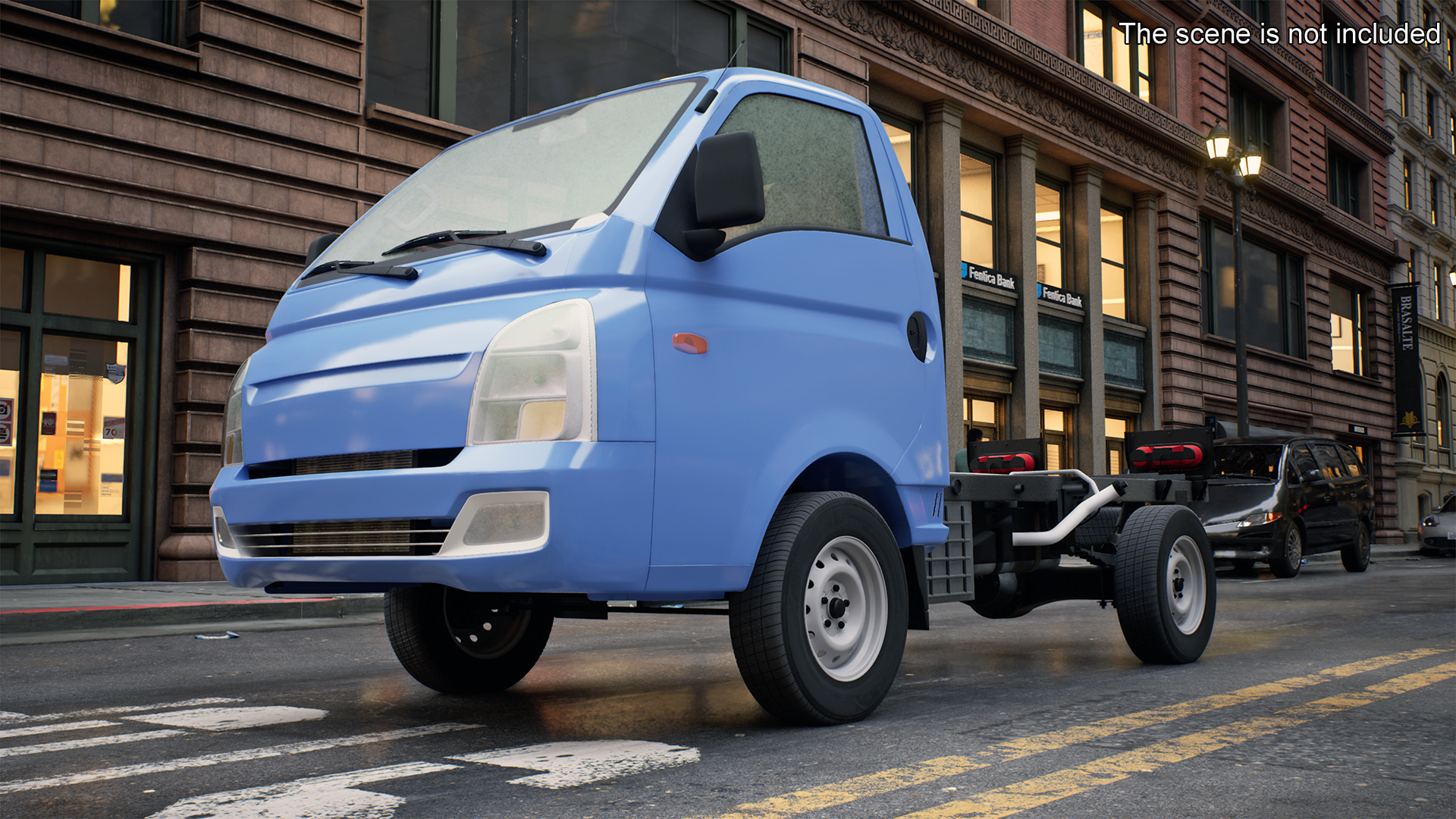 Mini Truck Bare Chassis Blue Rigged for Cinema 4D 3D model