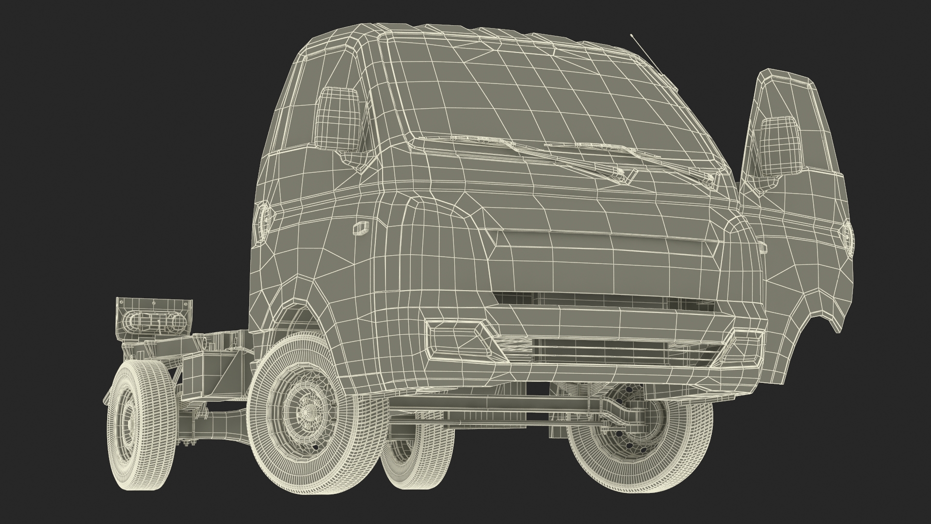 Mini Truck Bare Chassis Blue Rigged for Cinema 4D 3D model