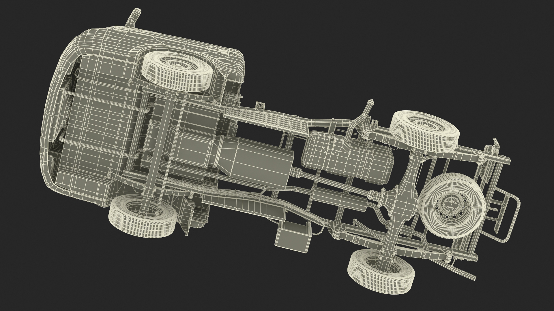 Mini Truck Bare Chassis Blue Rigged for Cinema 4D 3D model