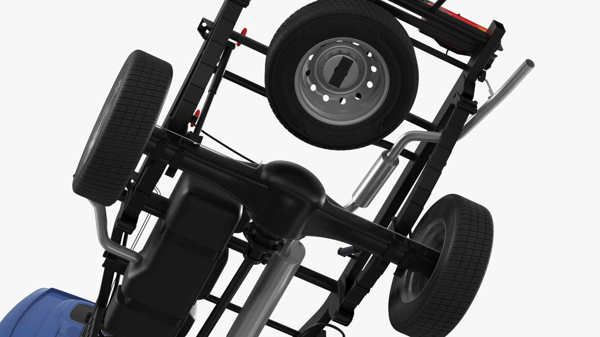 Mini Truck Bare Chassis Blue Rigged for Cinema 4D 3D model