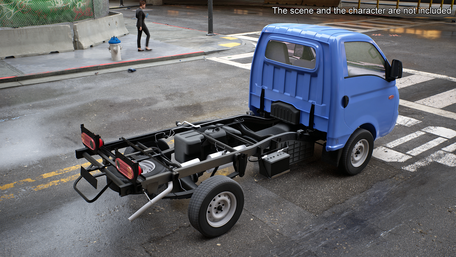 Mini Truck Bare Chassis Blue Rigged for Cinema 4D 3D model