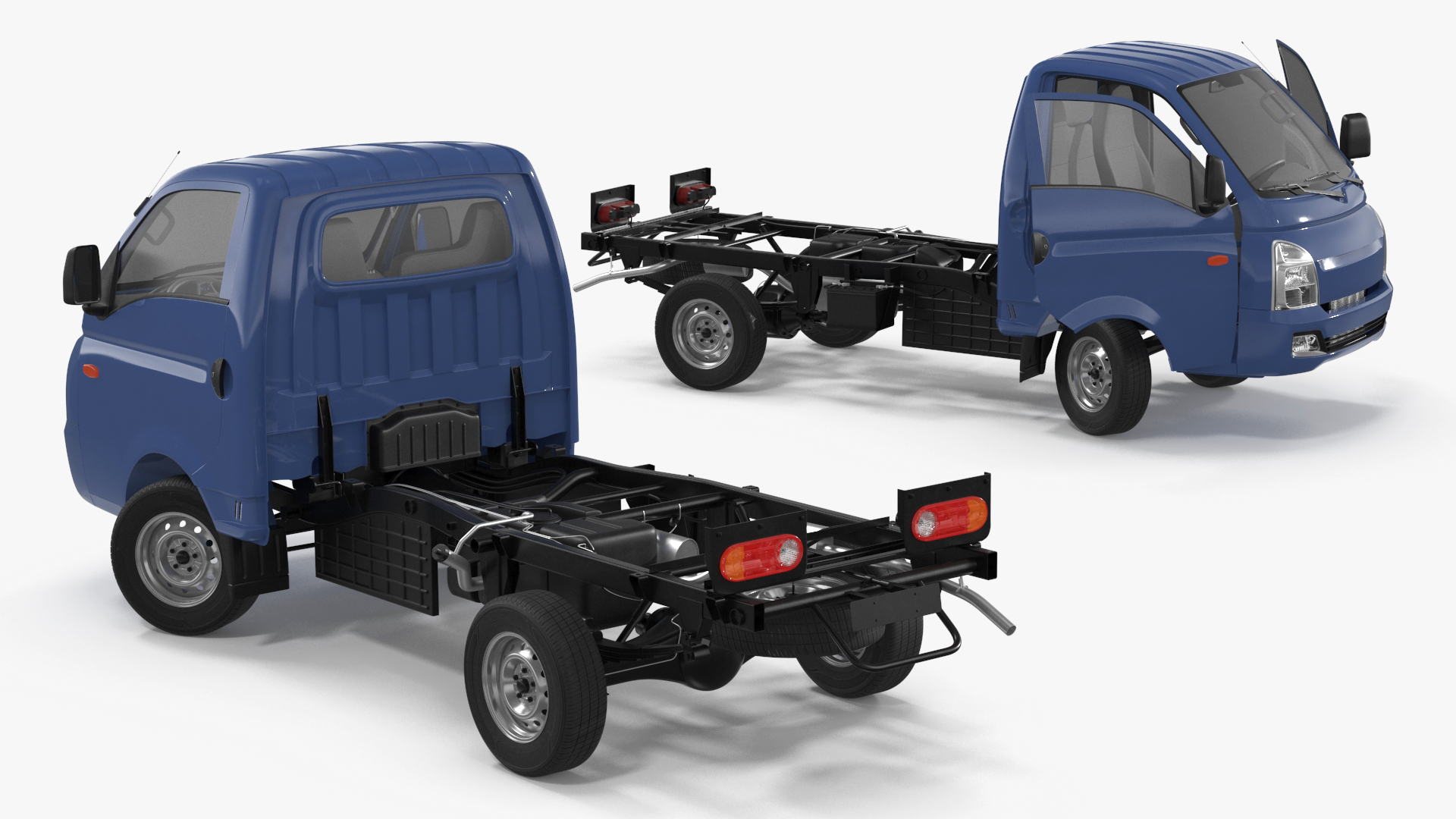 Mini Truck Bare Chassis Blue Rigged for Cinema 4D 3D model