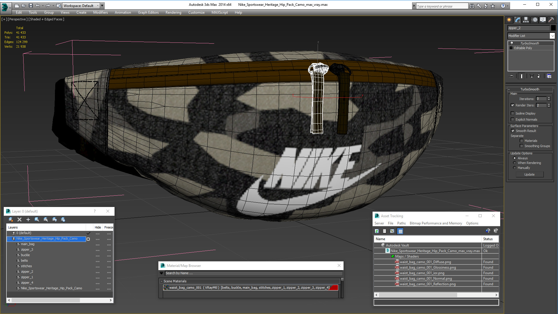3D Nike Sportswear Heritage Hip Pack Camo model