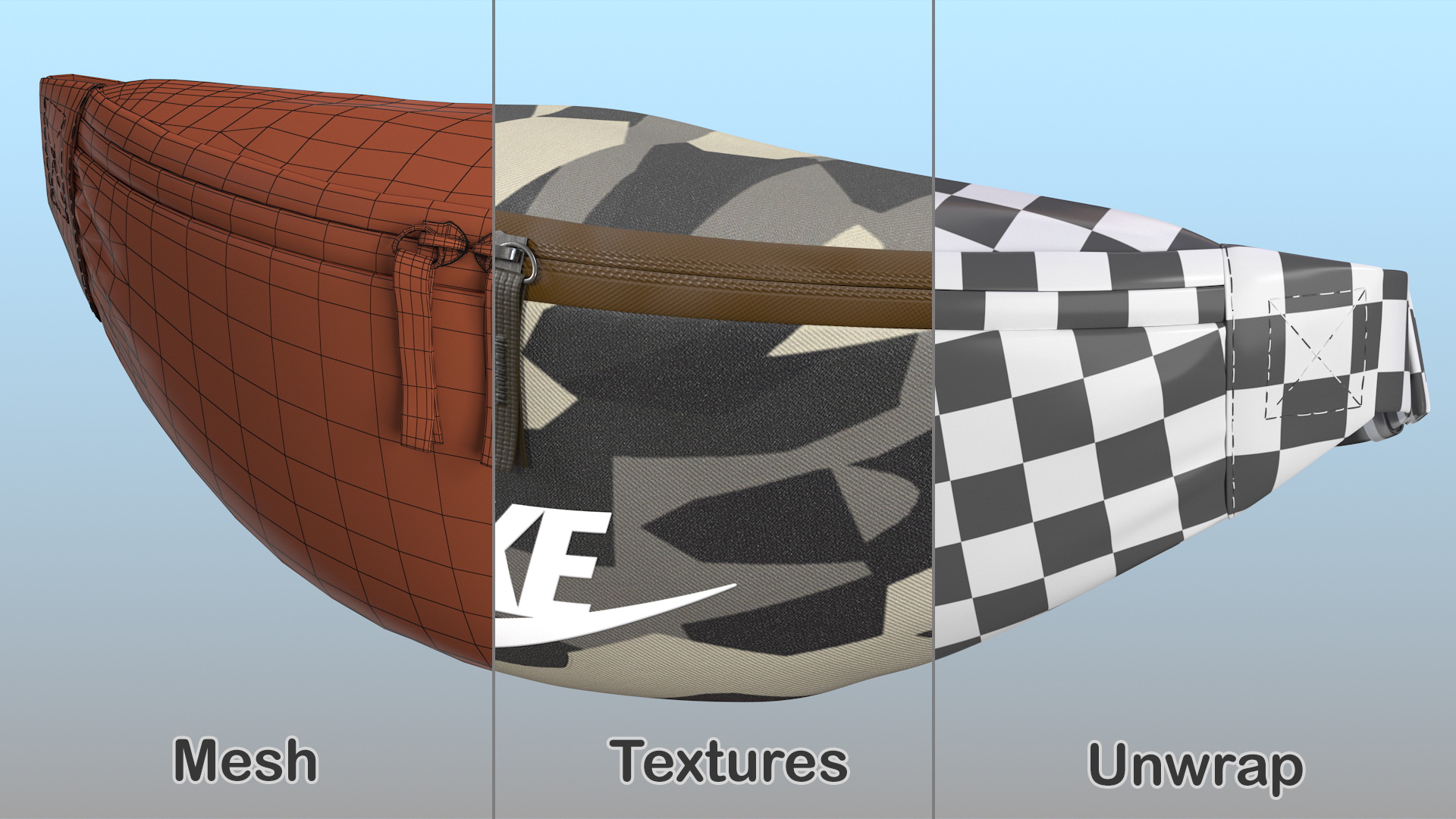 3D Nike Sportswear Heritage Hip Pack Camo model