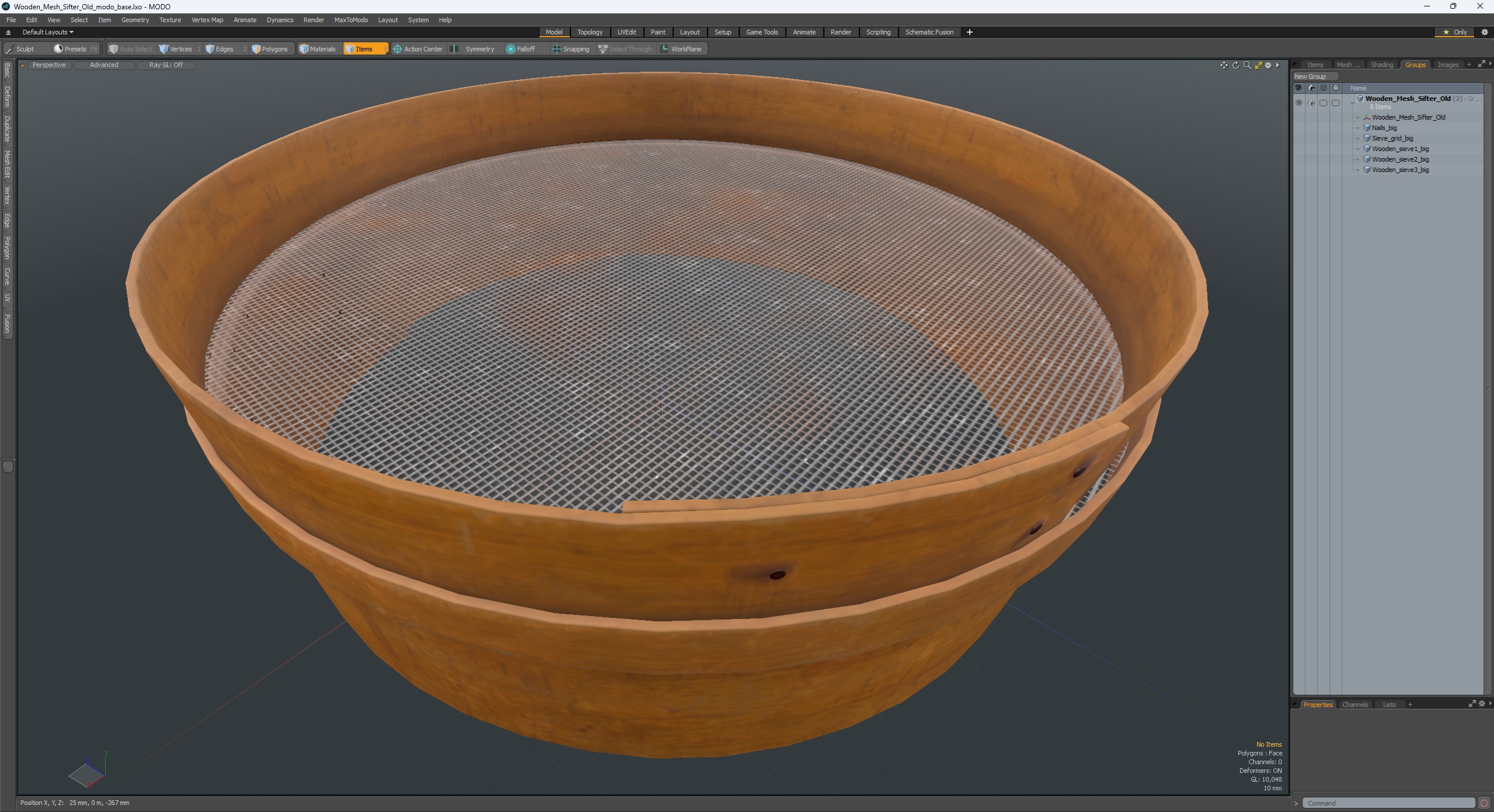 Wooden Mesh Sifter Old 3D