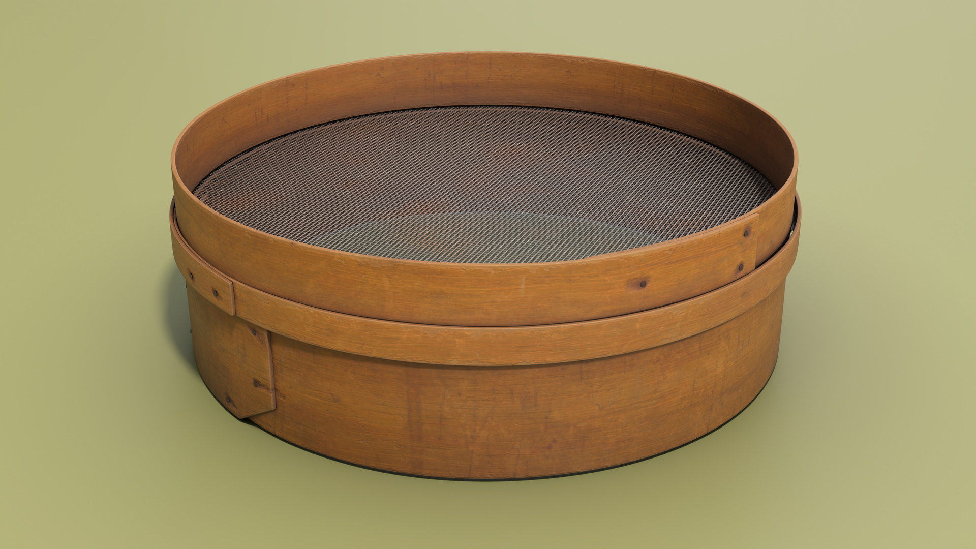 Wooden Mesh Sifter Old 3D
