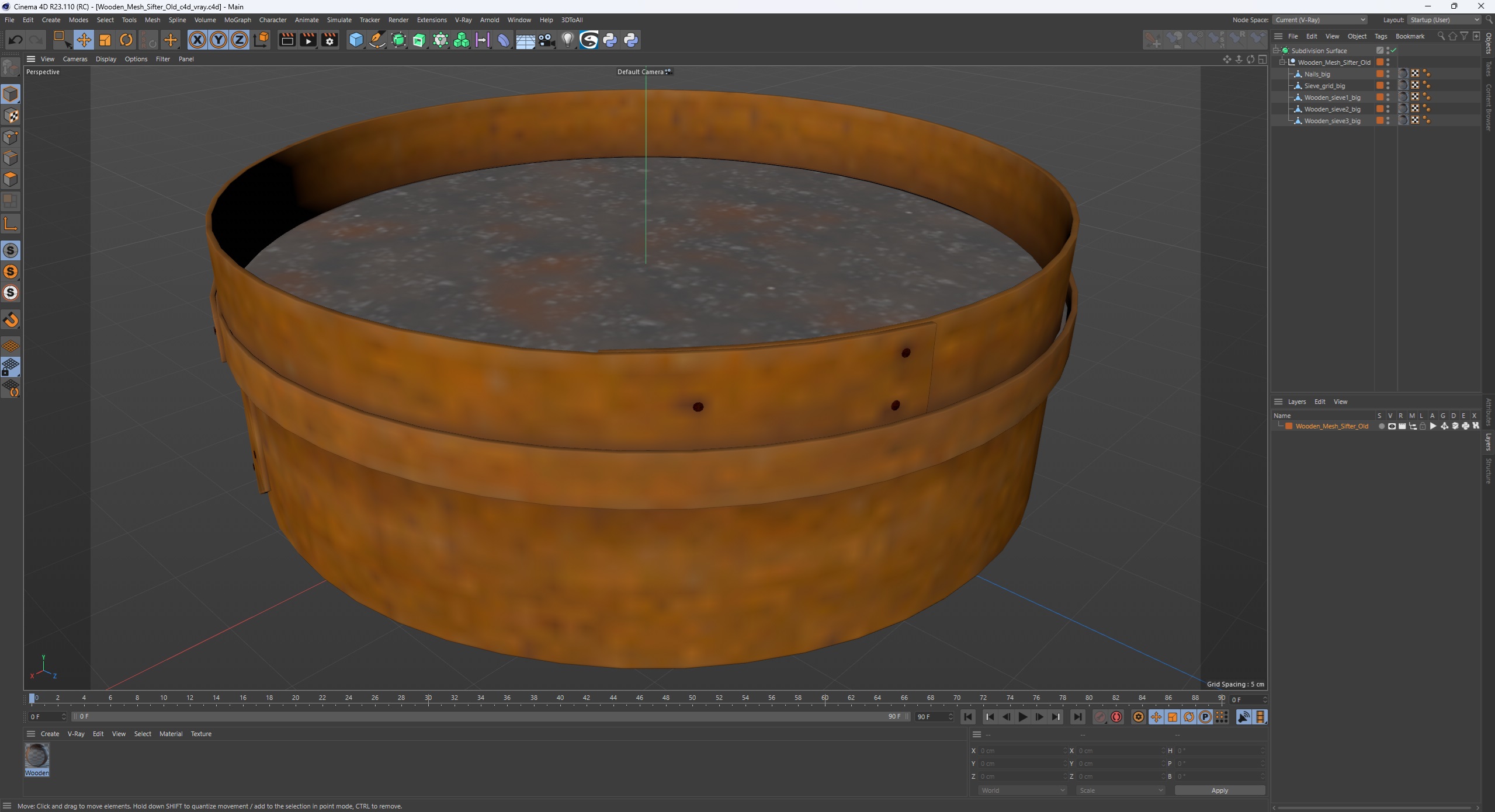 Wooden Mesh Sifter Old 3D