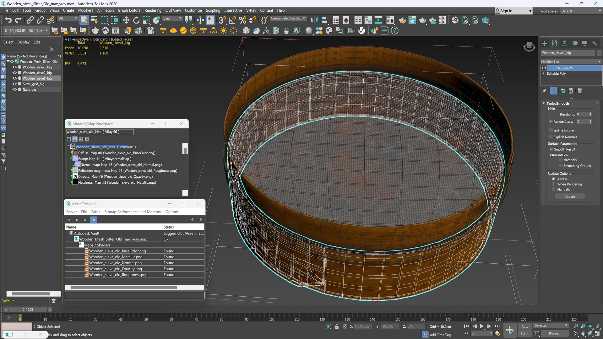 Wooden Mesh Sifter Old 3D