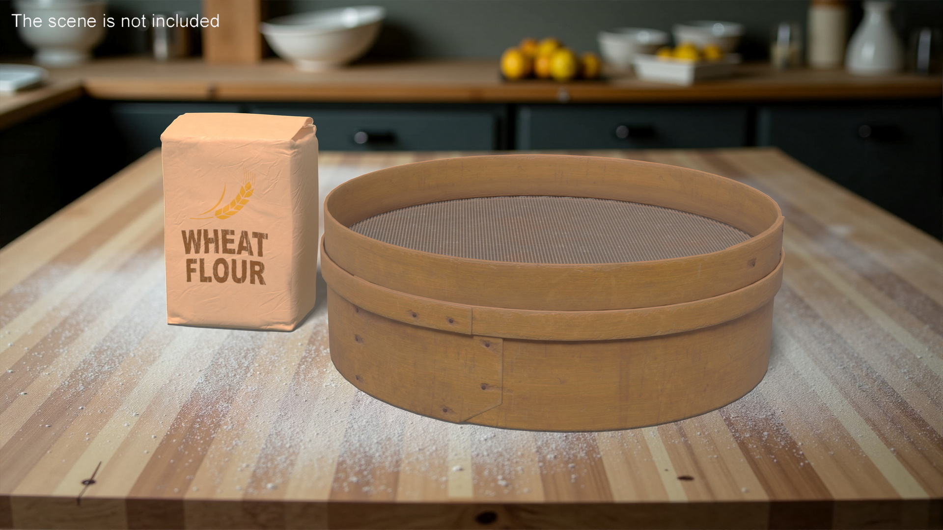 Wooden Mesh Sifter Old 3D