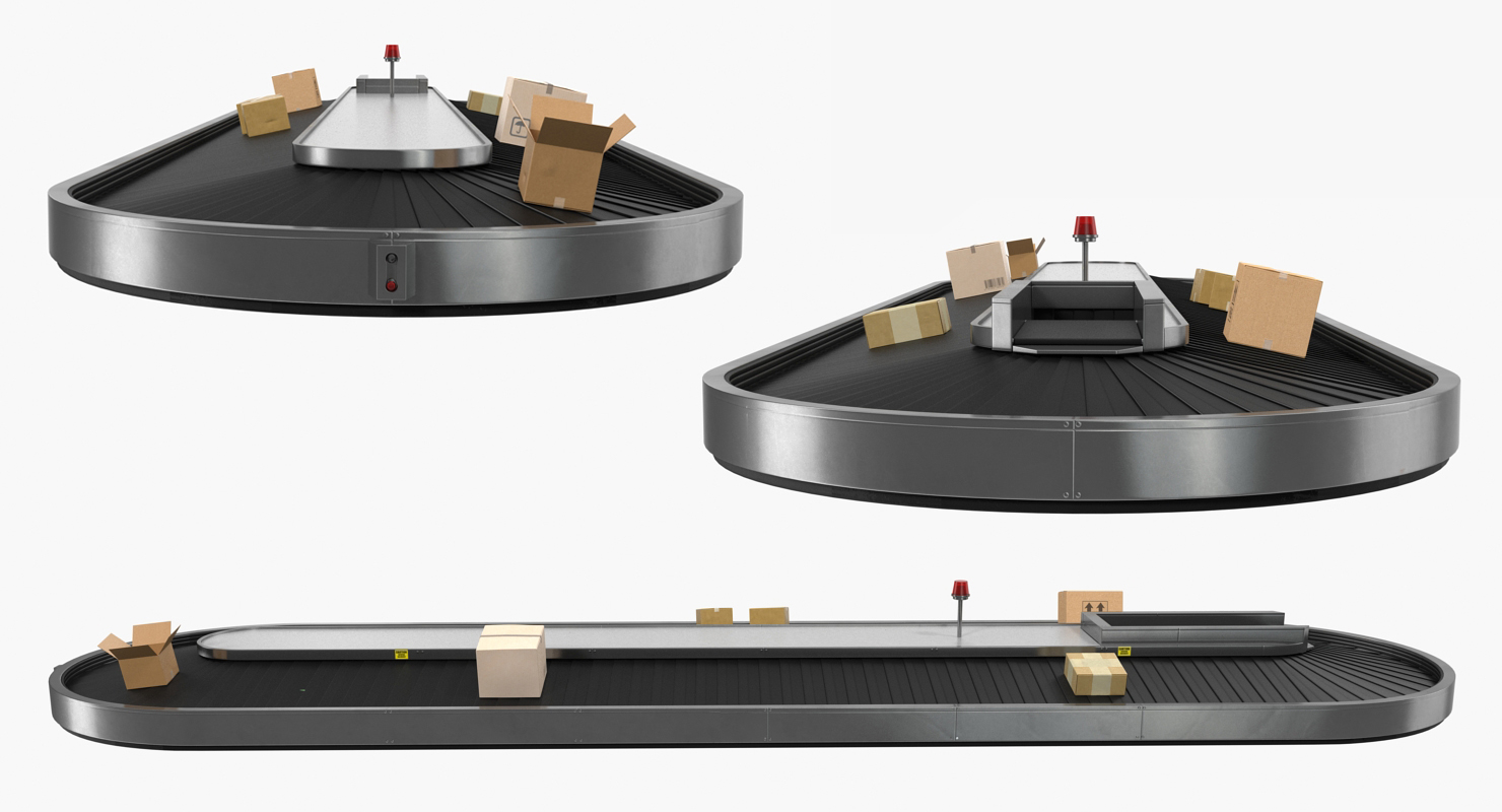 3D Belt Conveyor with Cardboard Boxes Rigged