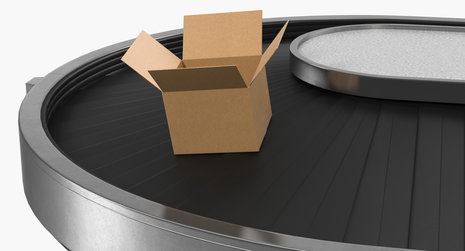 3D Belt Conveyor with Cardboard Boxes Rigged