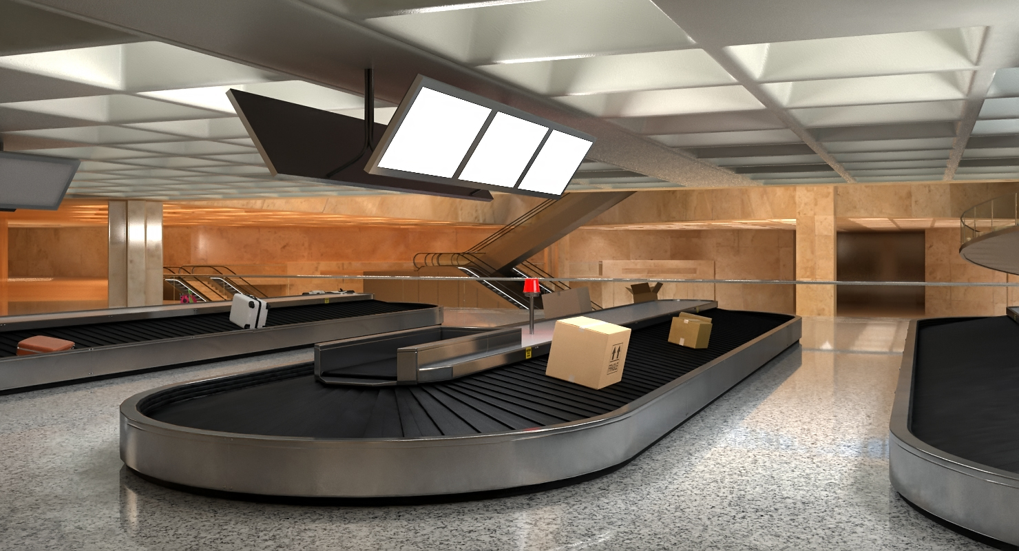3D Belt Conveyor with Cardboard Boxes Rigged