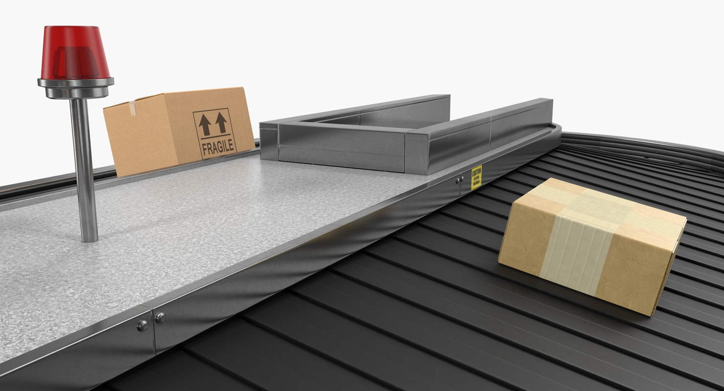 3D Belt Conveyor with Cardboard Boxes Rigged