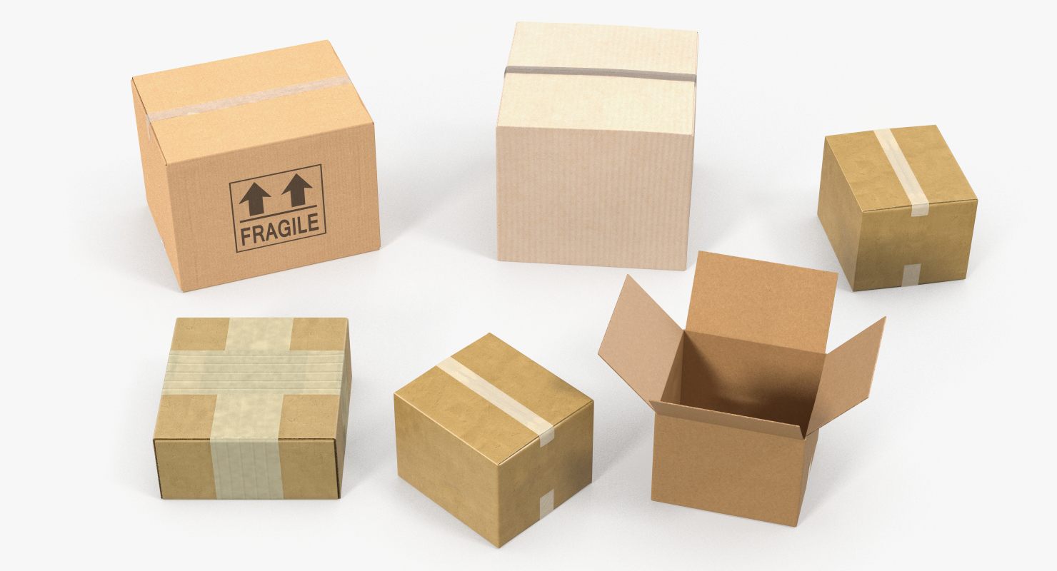 3D Belt Conveyor with Cardboard Boxes Rigged