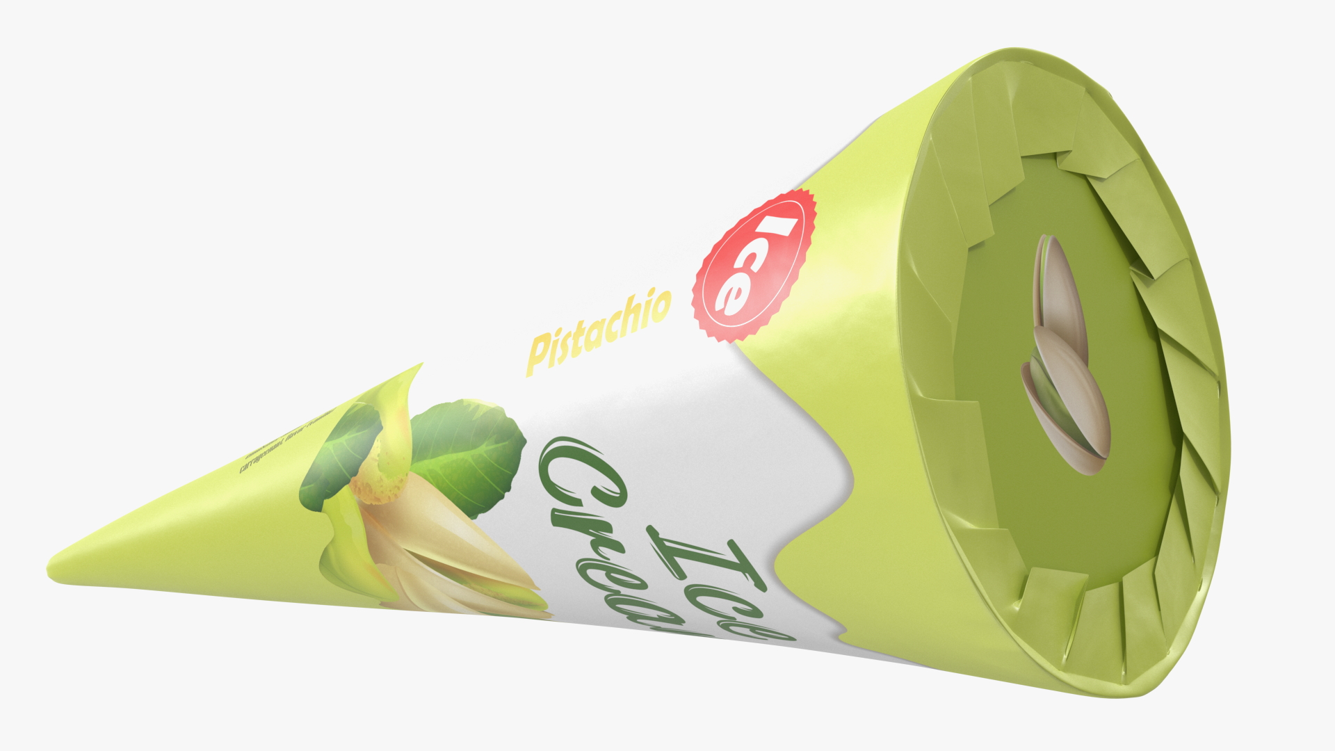 Cone Ice Cream Package Mockup Pistachio 3D model