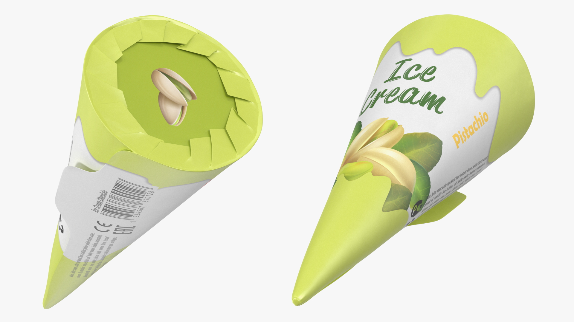 Cone Ice Cream Package Mockup Pistachio 3D model