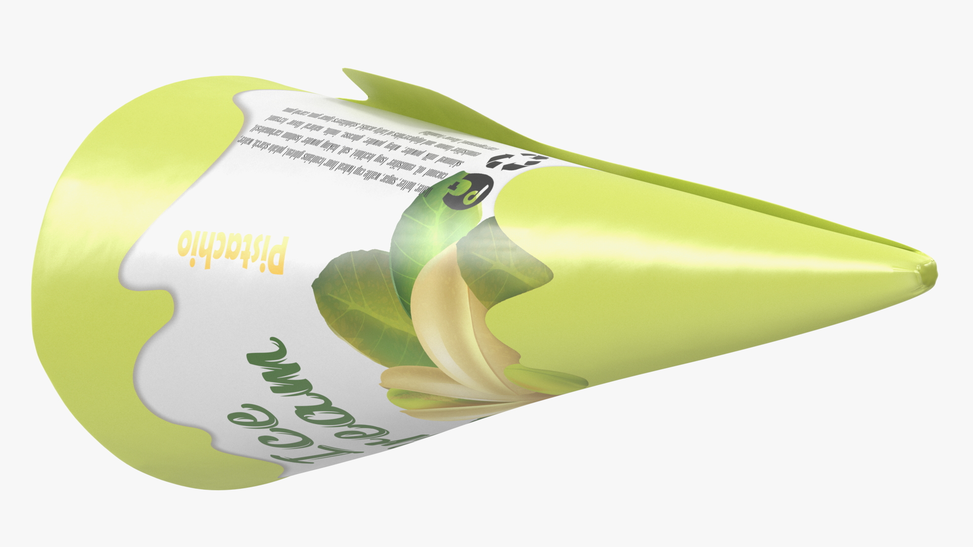 Cone Ice Cream Package Mockup Pistachio 3D model