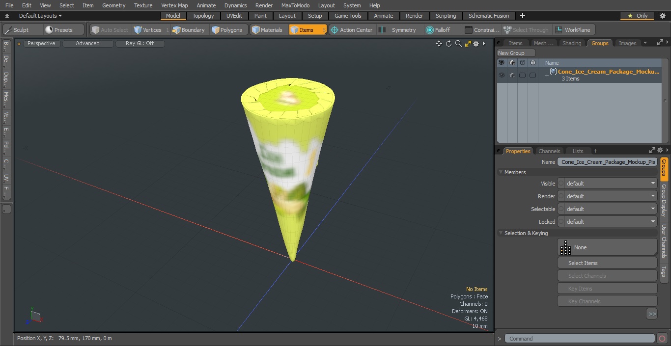 Cone Ice Cream Package Mockup Pistachio 3D model