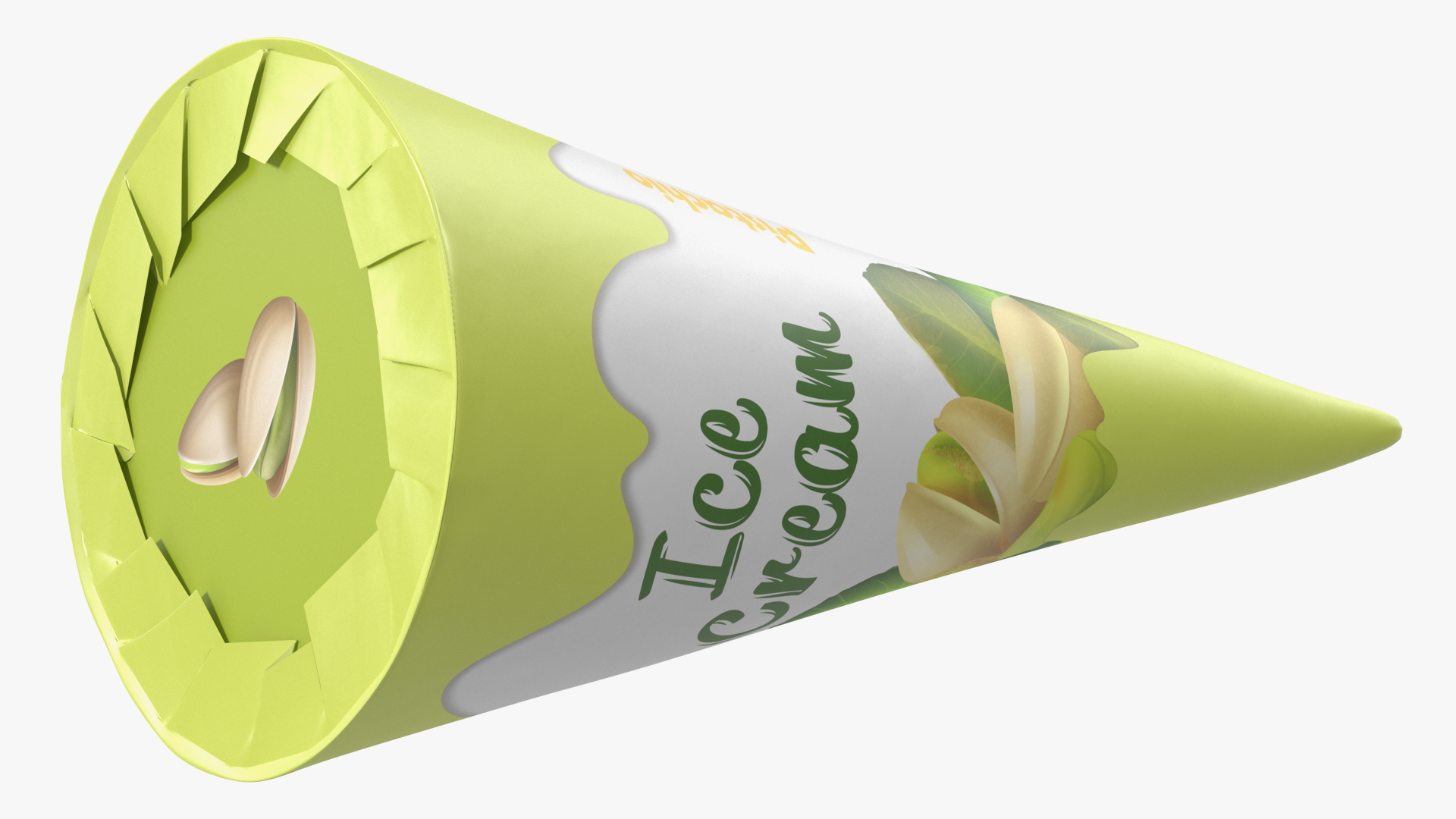 Cone Ice Cream Package Mockup Pistachio 3D model