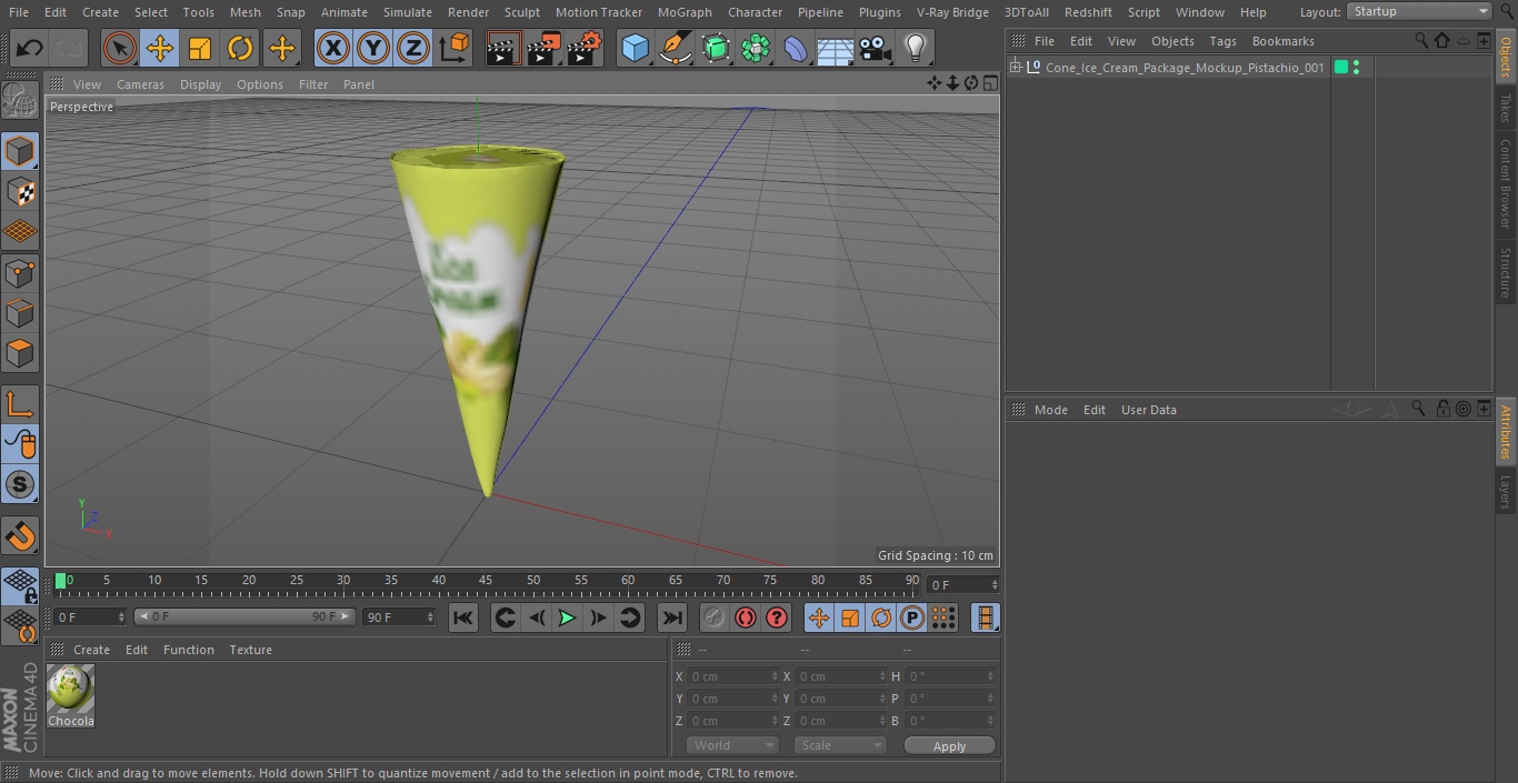 Cone Ice Cream Package Mockup Pistachio 3D model