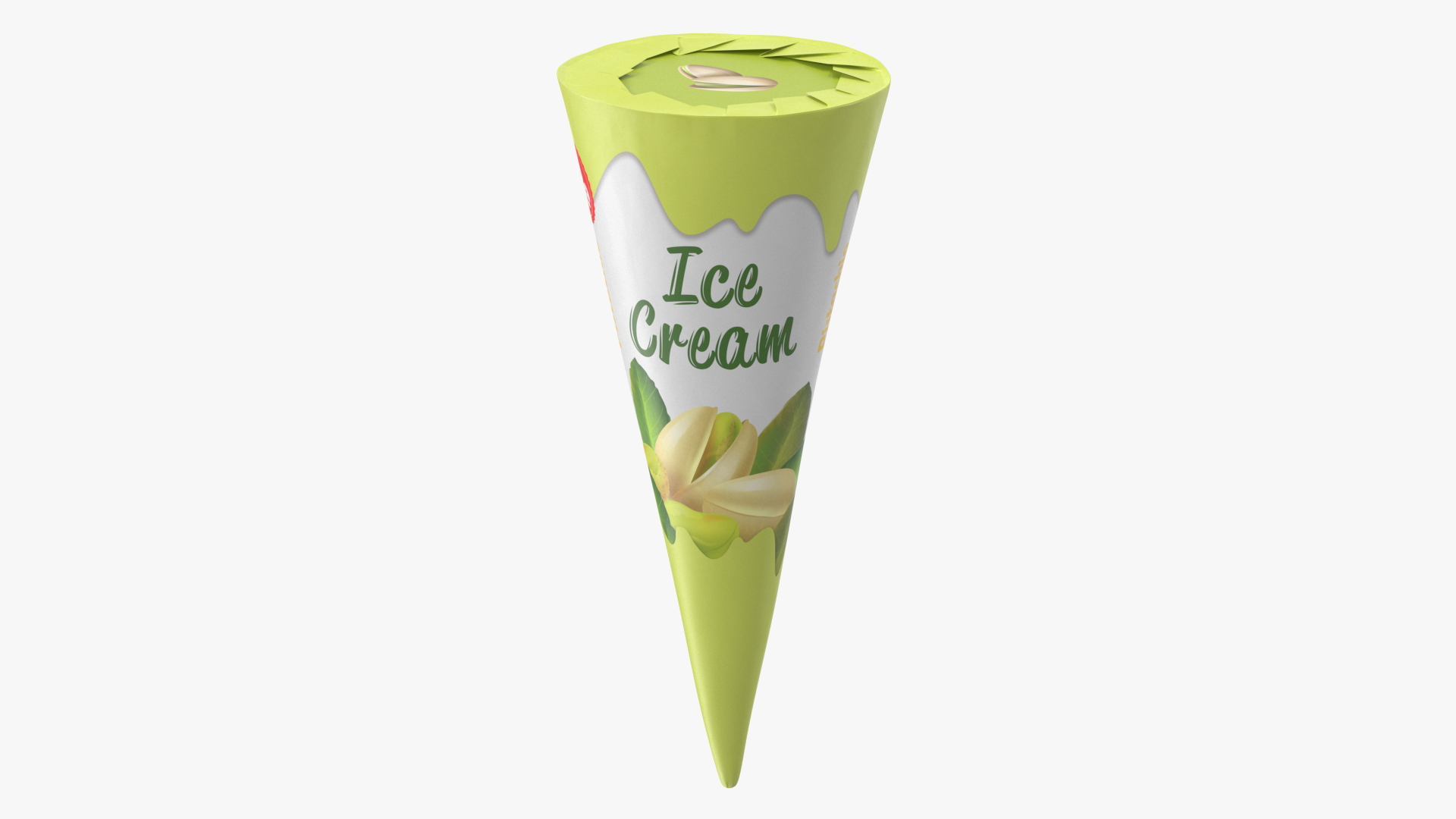 Cone Ice Cream Package Mockup Pistachio 3D model