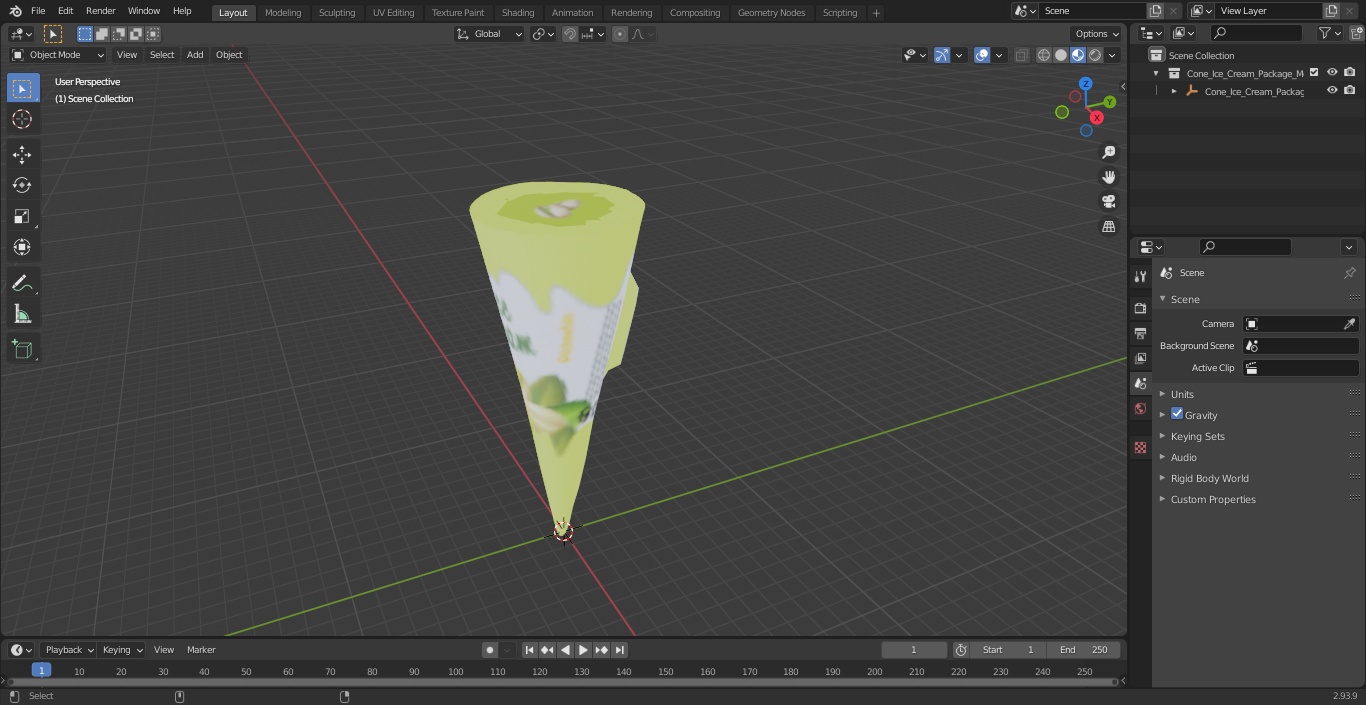 Cone Ice Cream Package Mockup Pistachio 3D model