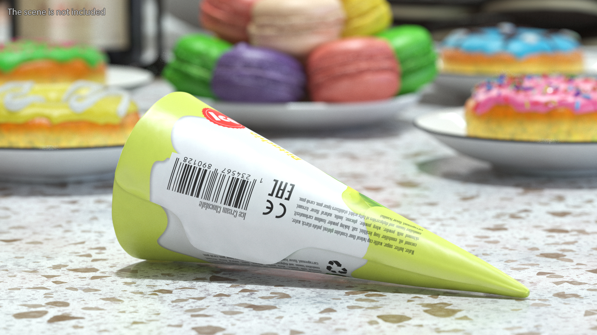 Cone Ice Cream Package Mockup Pistachio 3D model