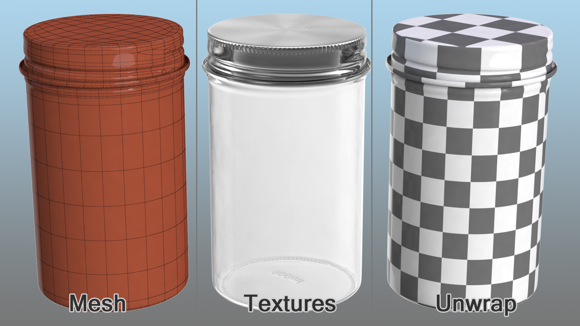3D model Kitchen Storage Glass Jar with Steel Lid
