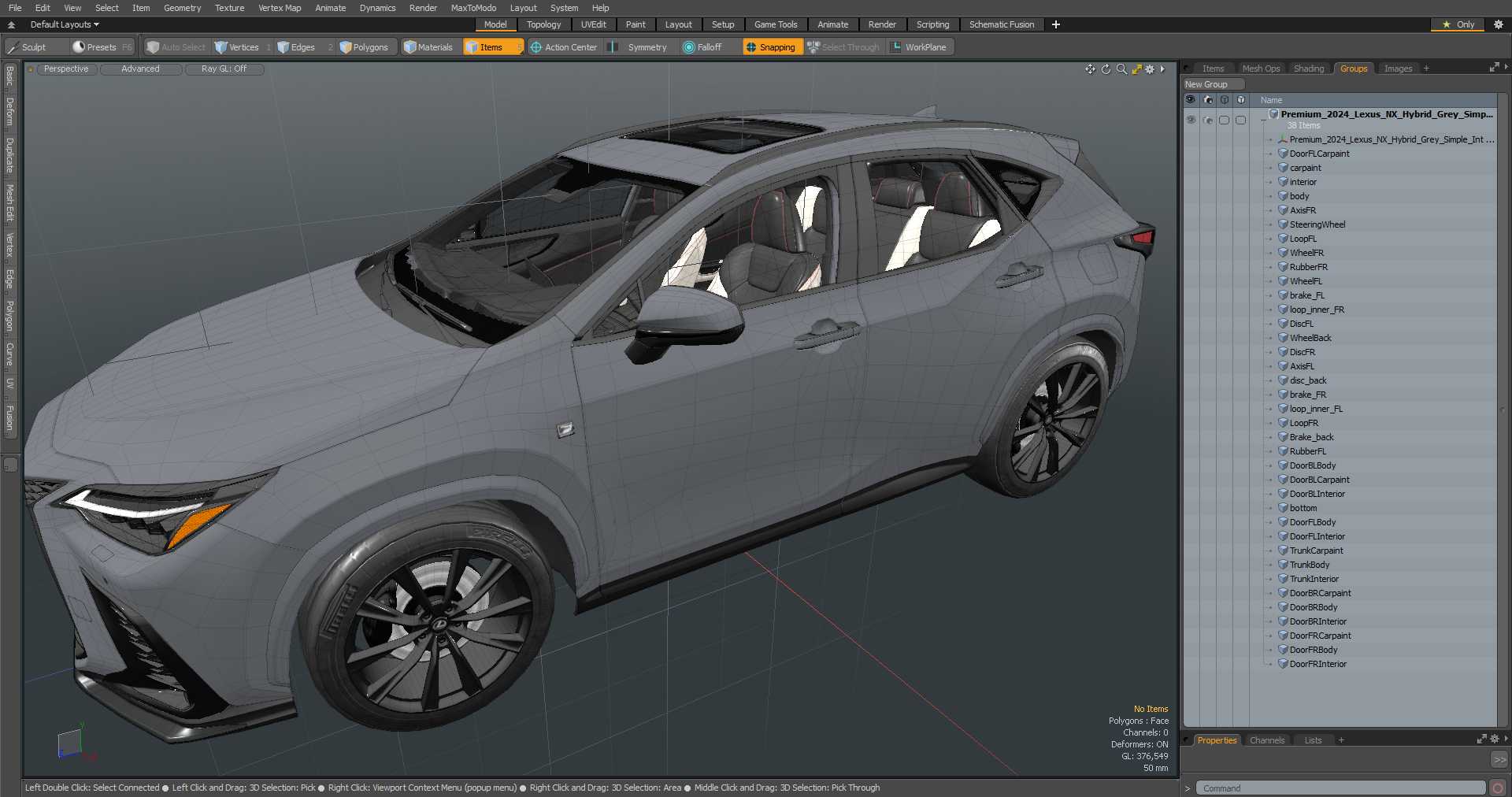 Premium 2024 Lexus NX Hybrid Grey Simple Interior 3D model