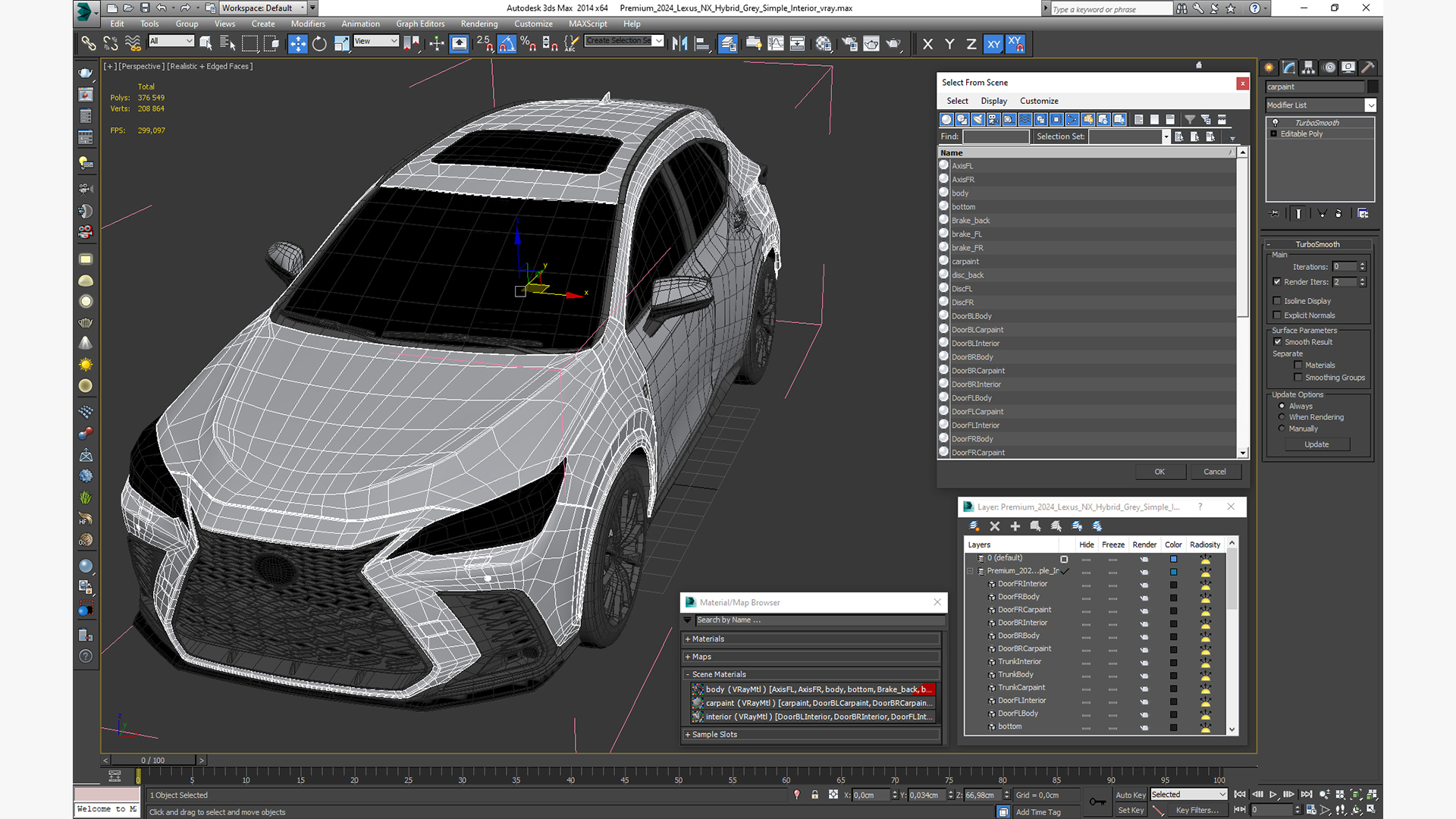 Premium 2024 Lexus NX Hybrid Grey Simple Interior 3D model