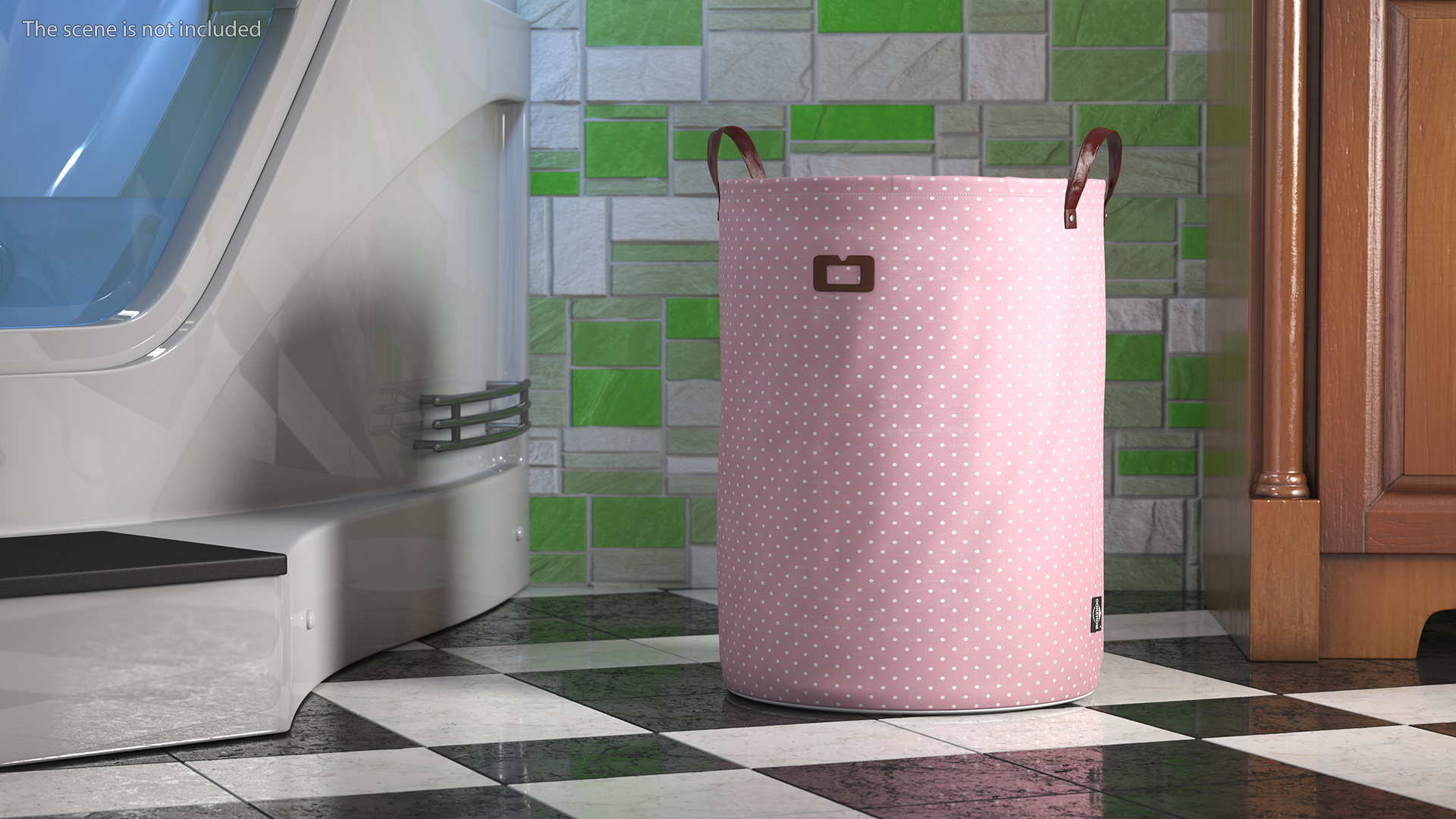 3D Laundry Basket with Lid Pink model