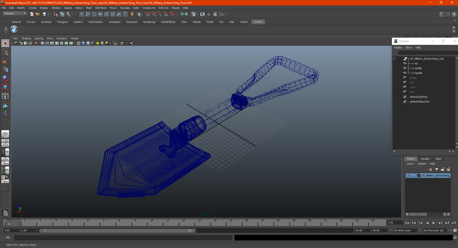 3D US Military Entrenching Tool model