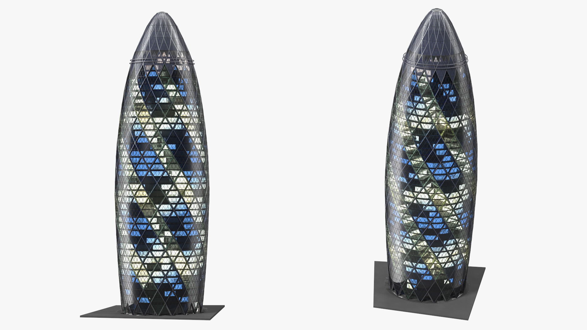 Commercial Skyscraper 30 St Mary Axe Night Glow 3D