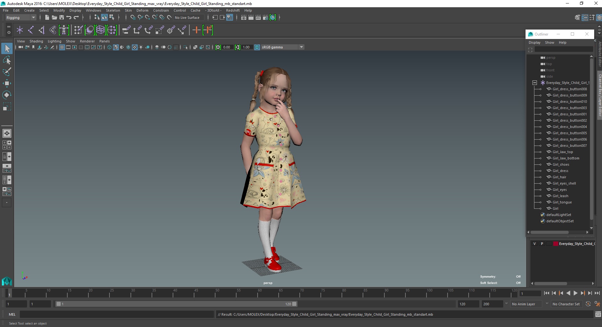 Everyday Style Child Girl Standing 3D model