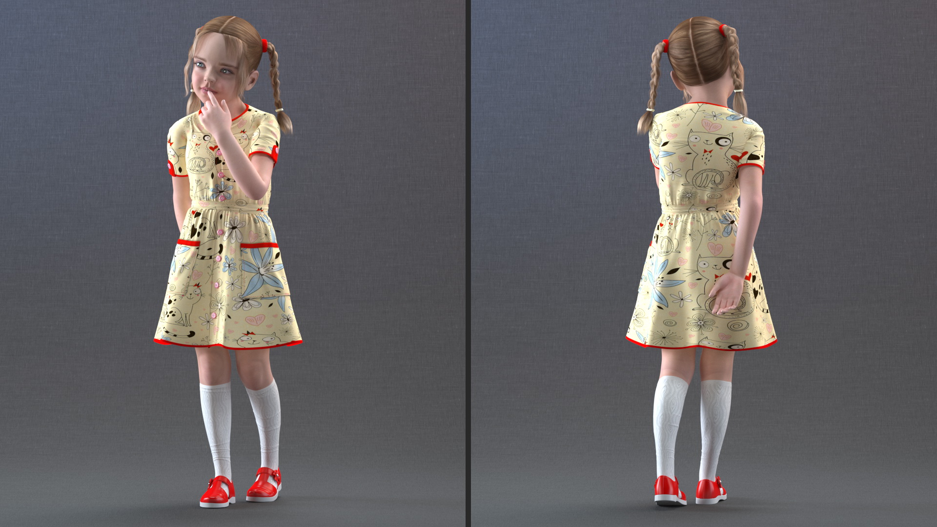 Everyday Style Child Girl Standing 3D model
