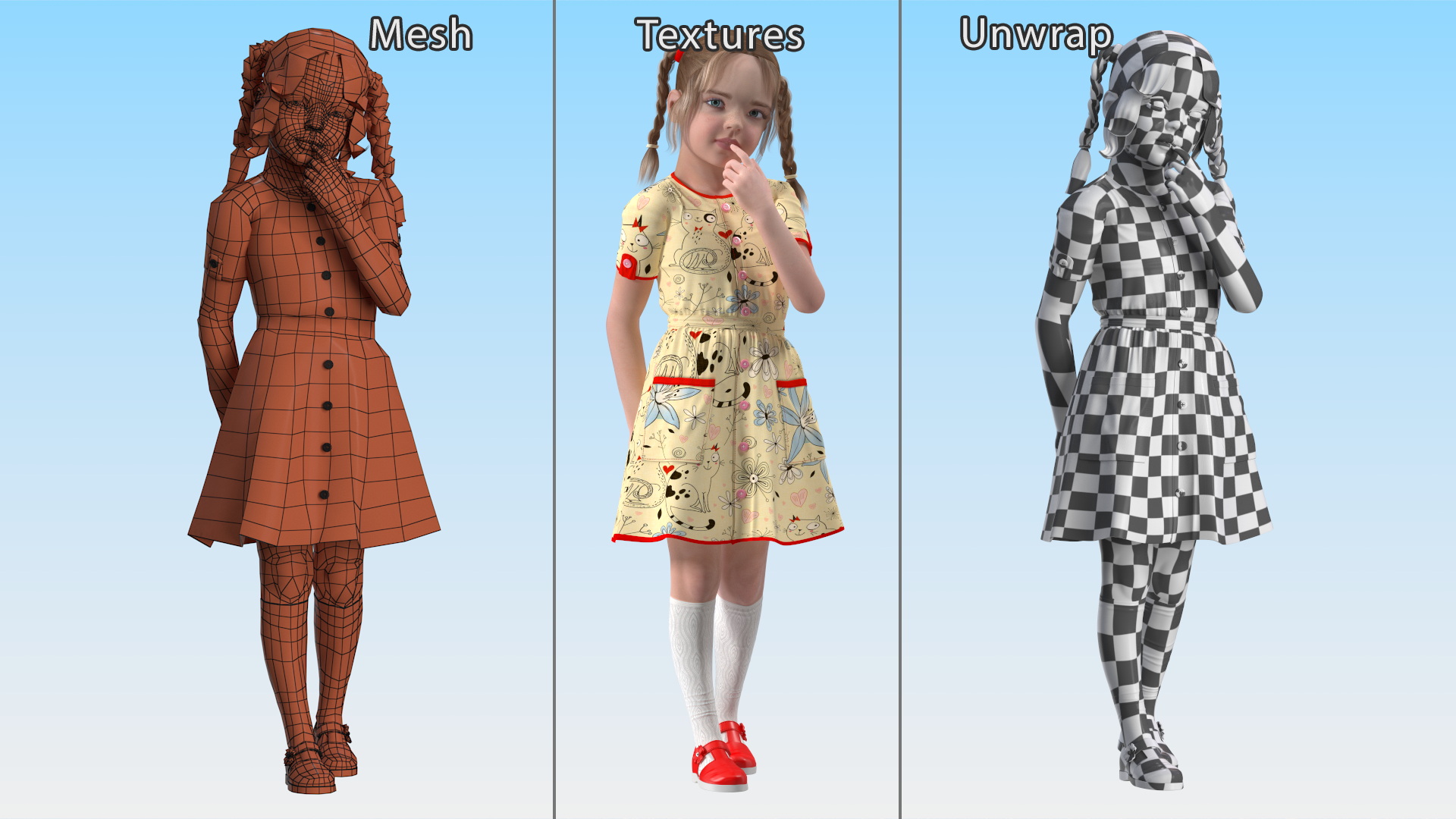 Everyday Style Child Girl Standing 3D model