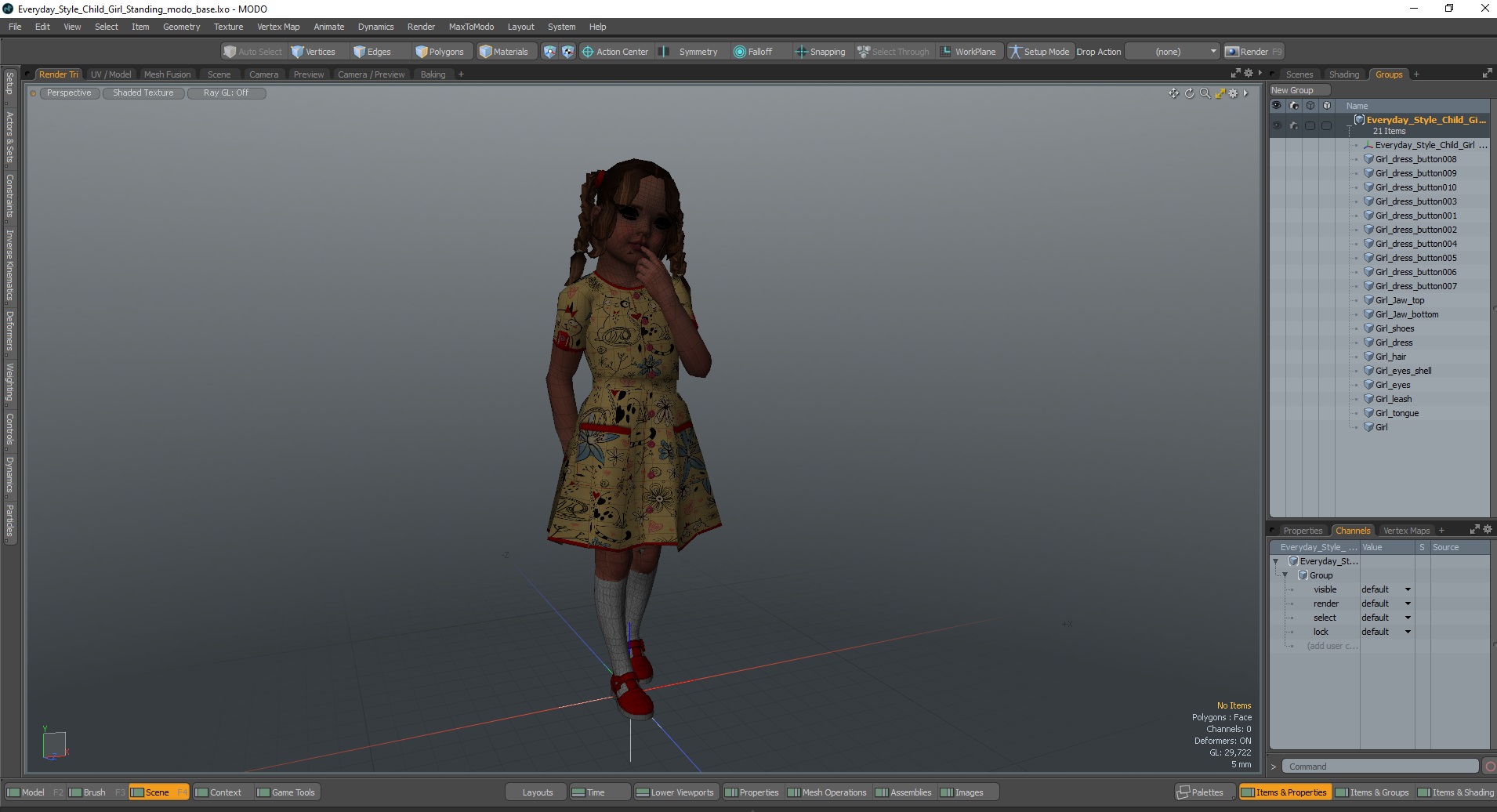 Everyday Style Child Girl Standing 3D model
