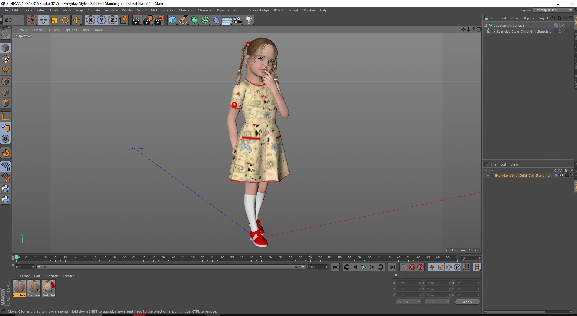Everyday Style Child Girl Standing 3D model