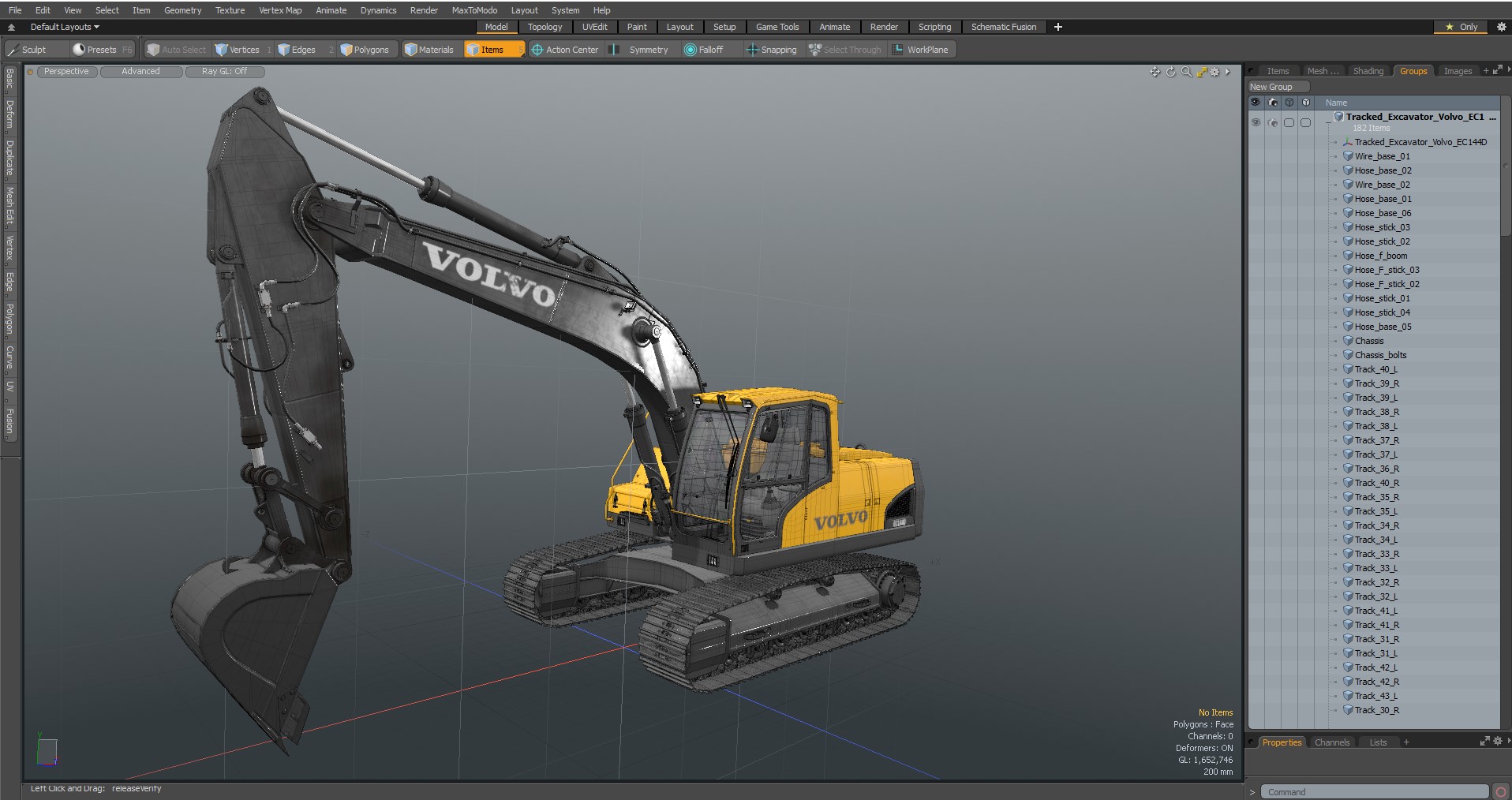 Large Tracked Excavator Volvo 3D model
